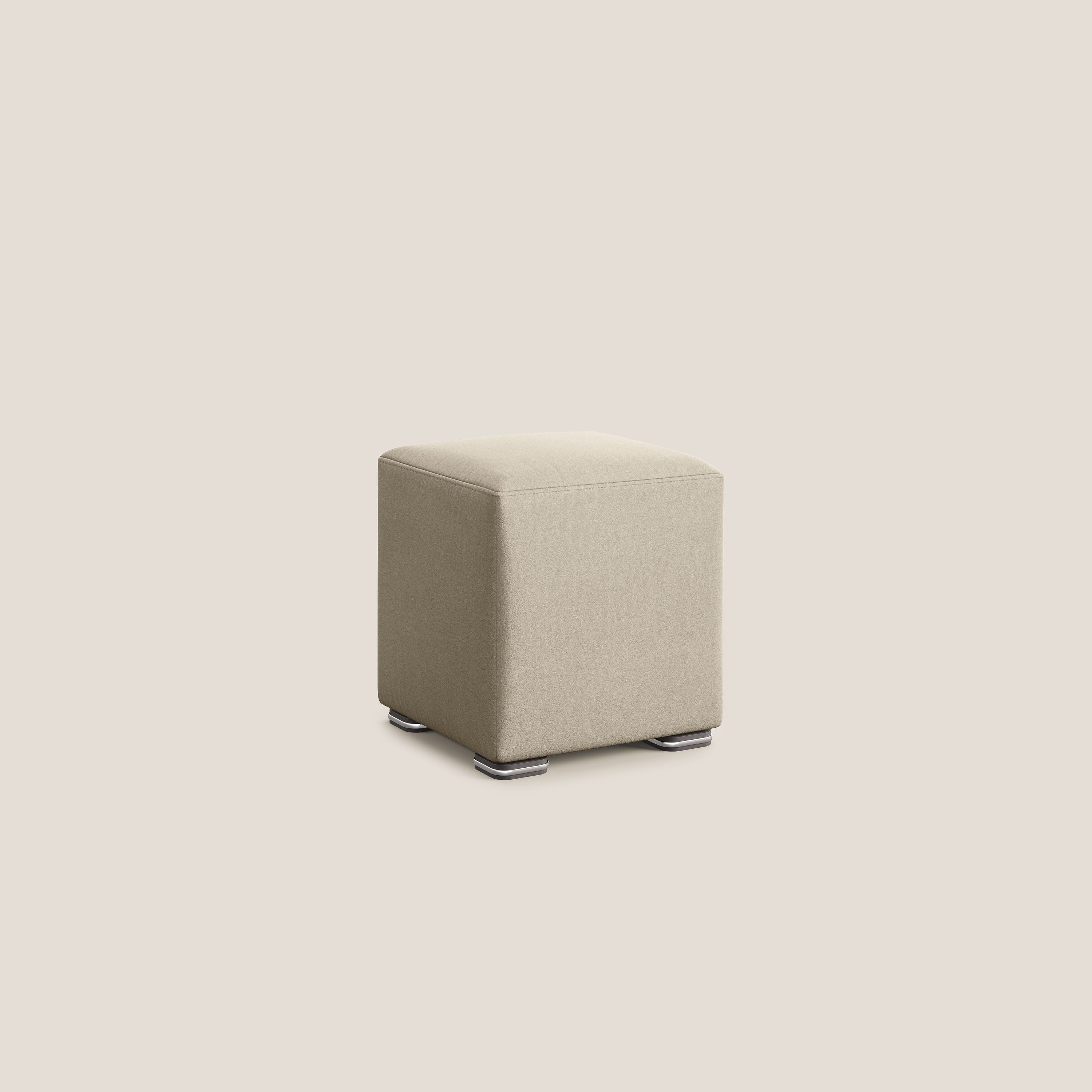 Cube pouf in microfibra smacchiabile T11 tortora - divani.store