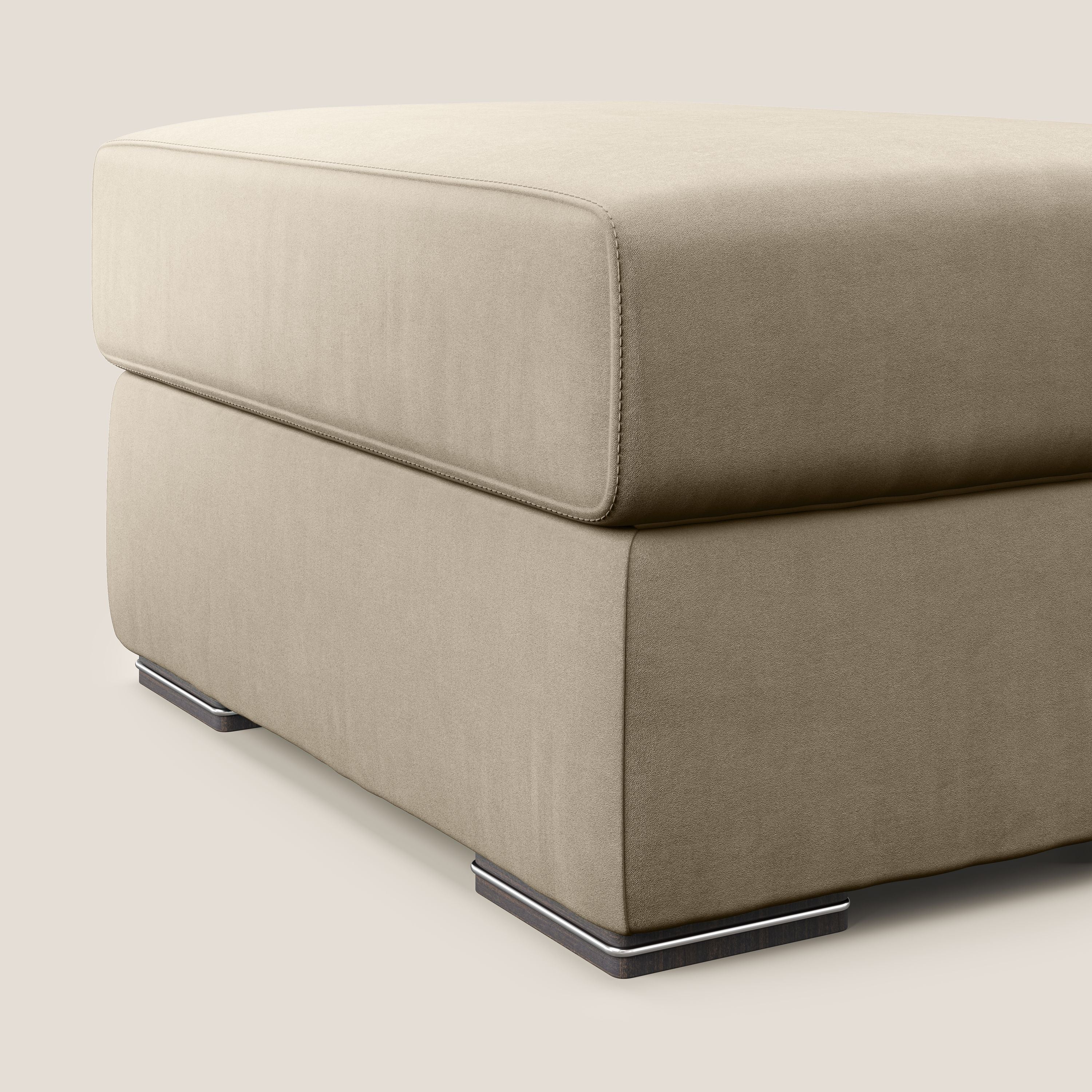 Sun pouf apribile contenitore in microfibra smacchiabile T11 tortora - divani.store