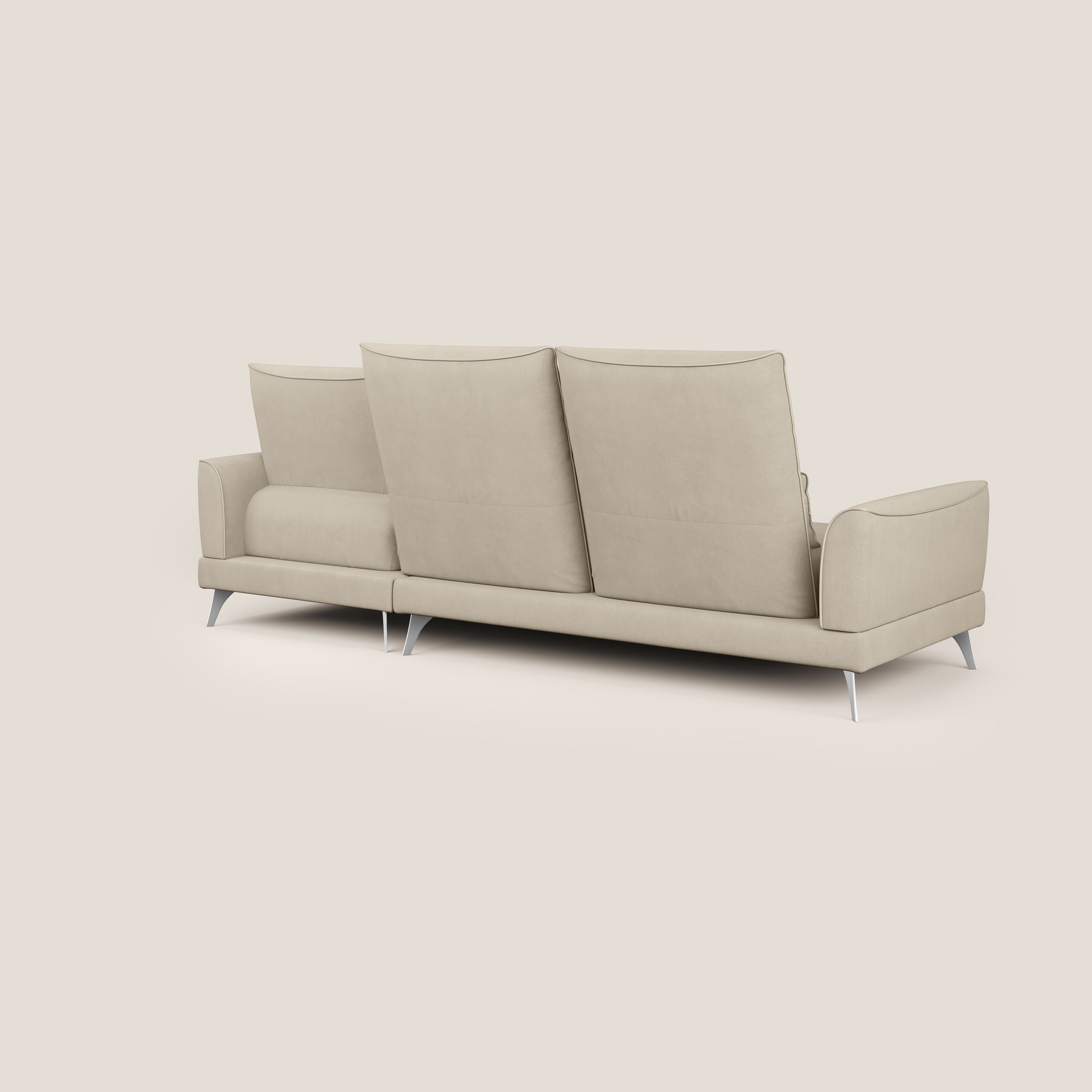 Tommy Divano angolare con relax e schienali traslanti in microfibra smacchiabile T11 tortora - divani.store