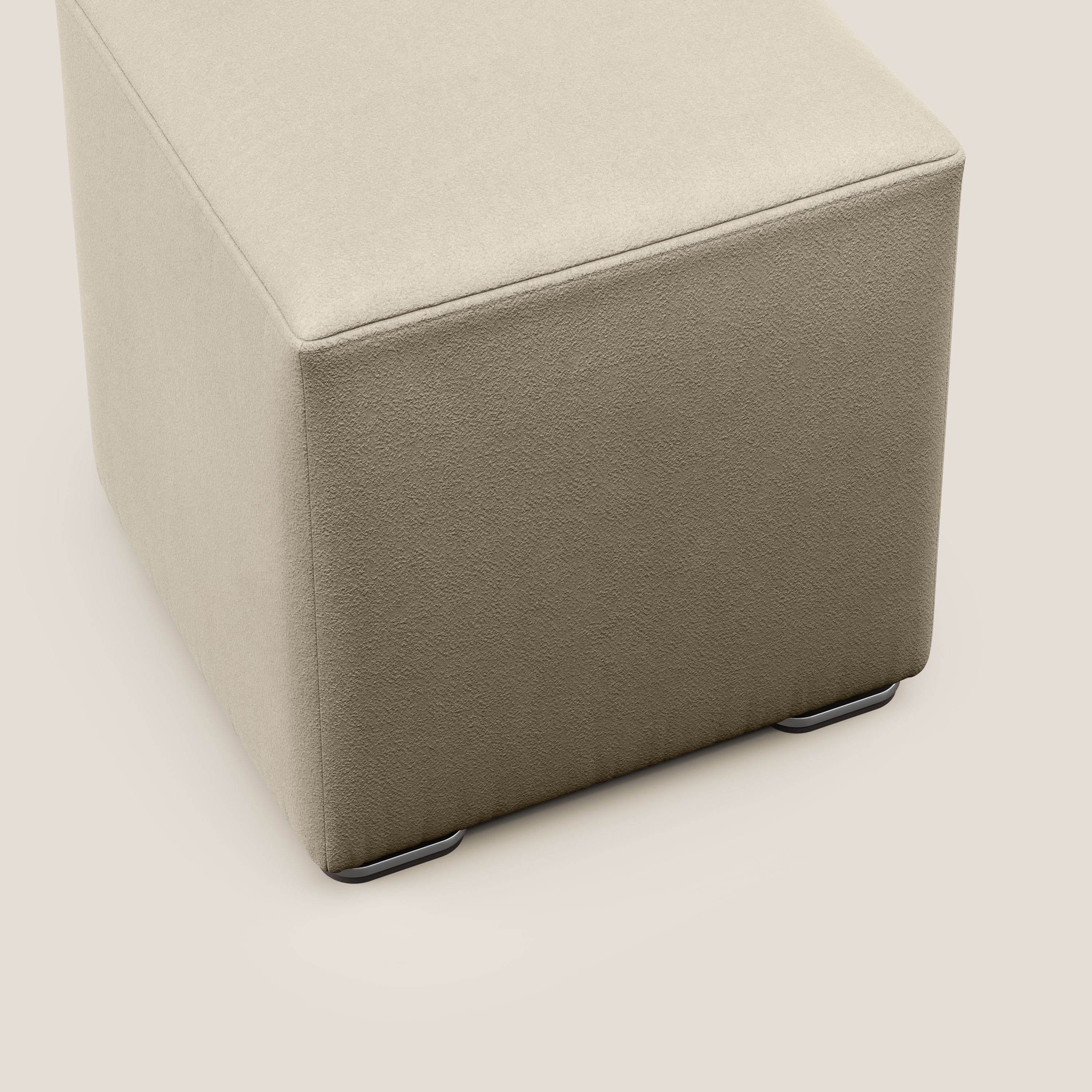Cube pouf in microfibra smacchiabile T11 tortora - divani.store