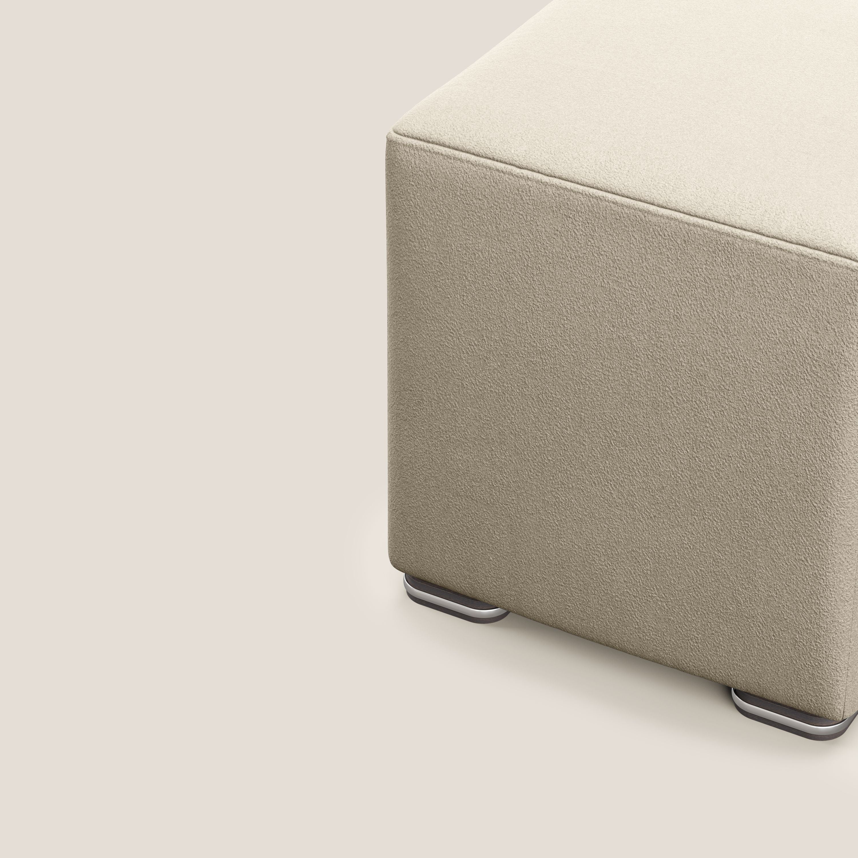 Cube pouf in microfibra smacchiabile T11 tortora - divani.store