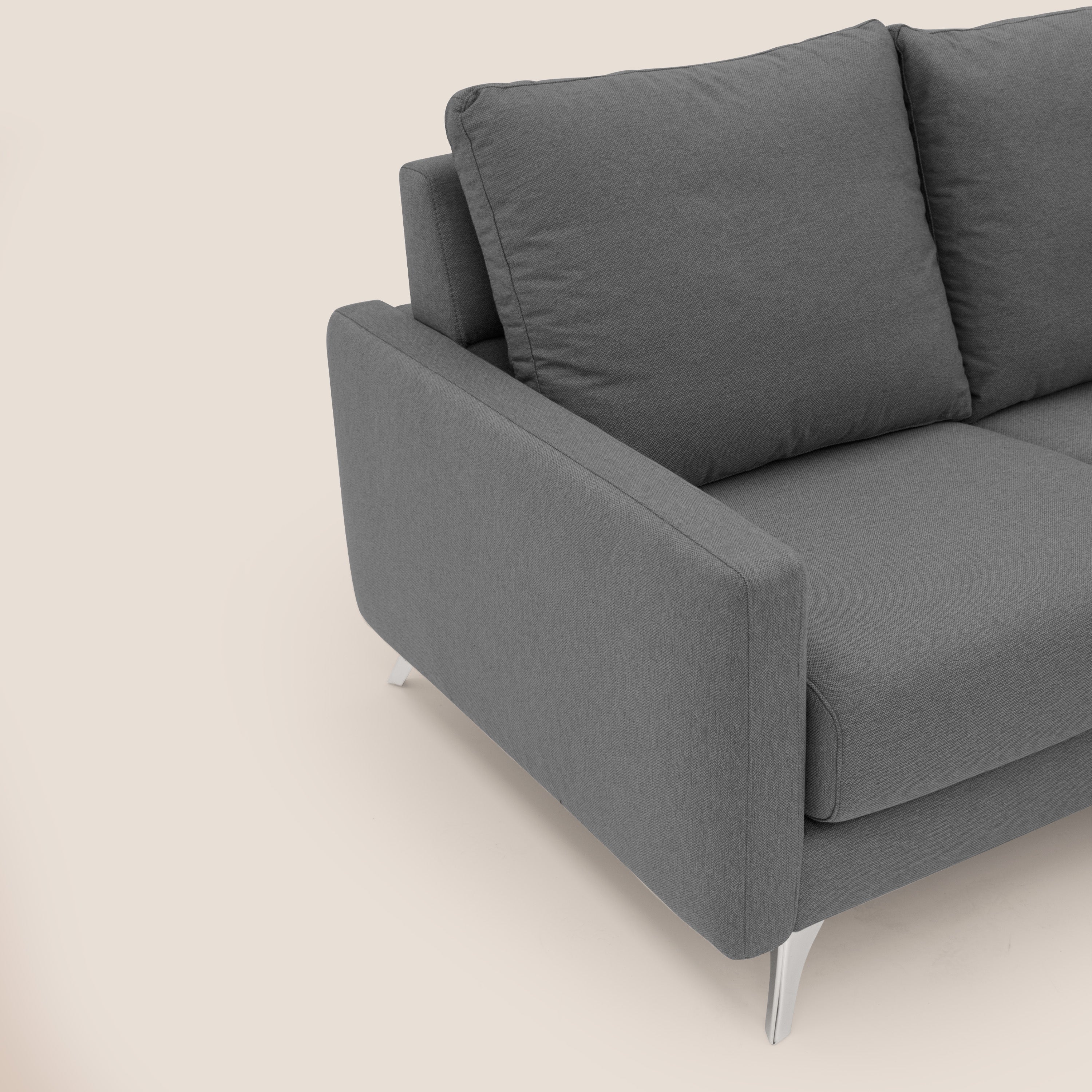 Klimt divano con 3 sedute allungabili e schienali in piuma d'oca in tessuto smacchiabile T05 antracite - divani.store