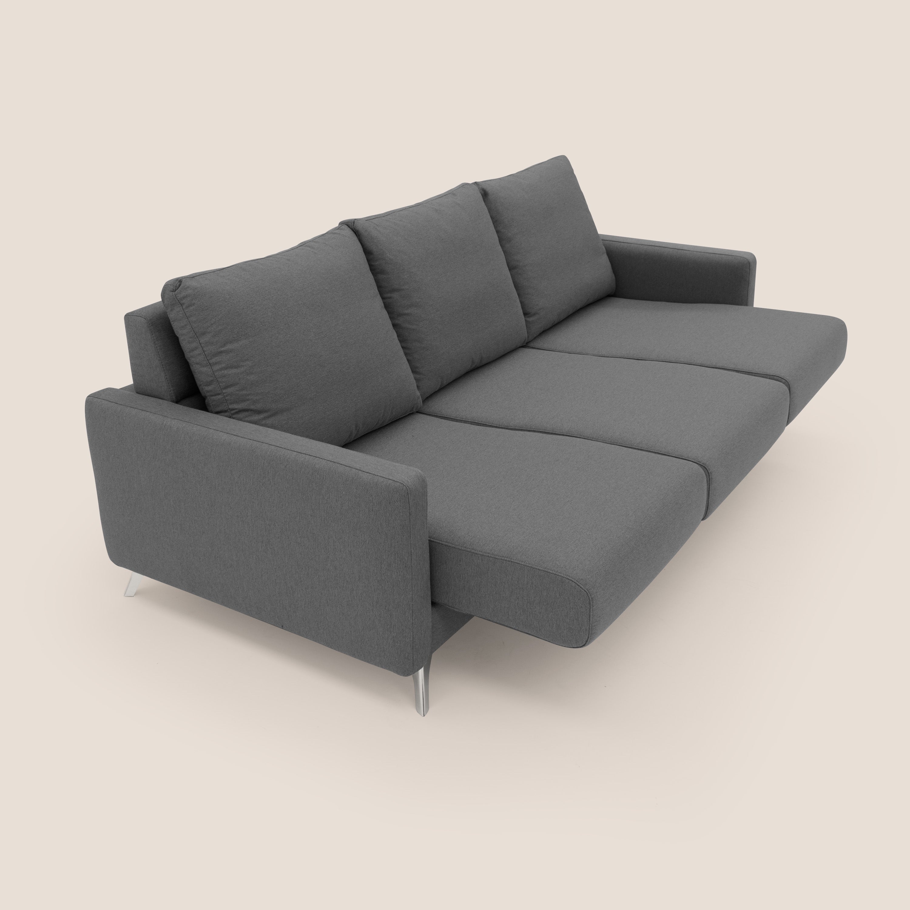 Klimt divano con 3 sedute allungabili e schienali in piuma d'oca in tessuto smacchiabile T05 antracite - divani.store