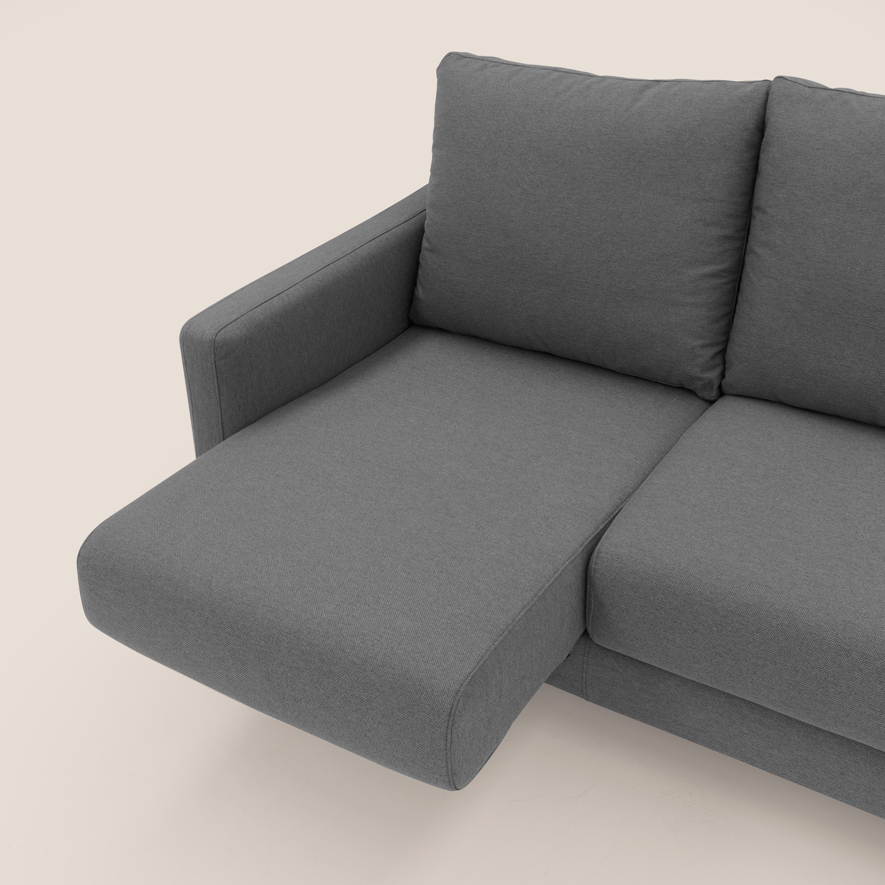 Klimt divano con sedute allungabili e schienali in piuma d'oca in tessuto smacchiabile T05 antracite - divani.store