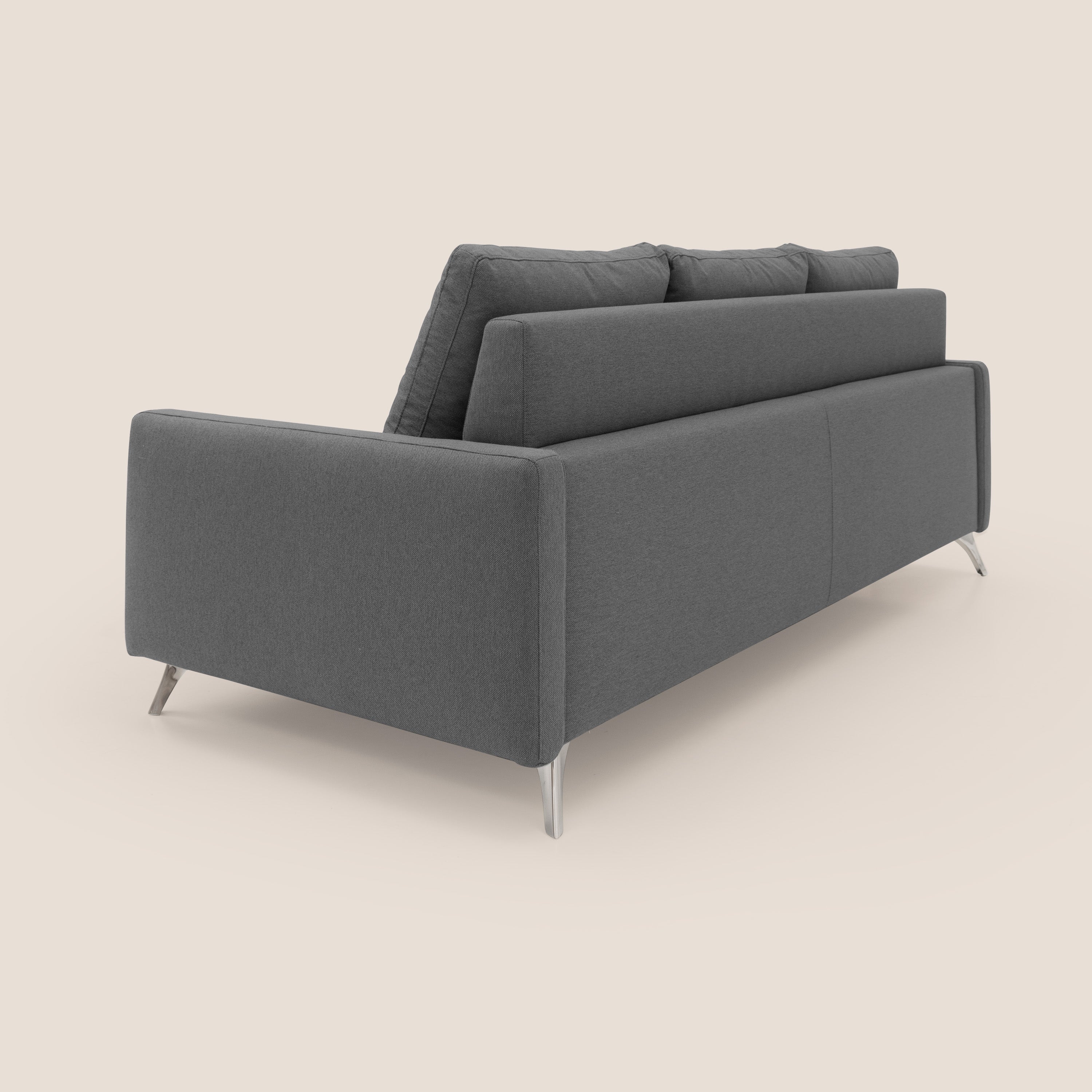 Klimt divano con 3 sedute allungabili e schienali in piuma d'oca in tessuto smacchiabile T05 antracite - divani.store