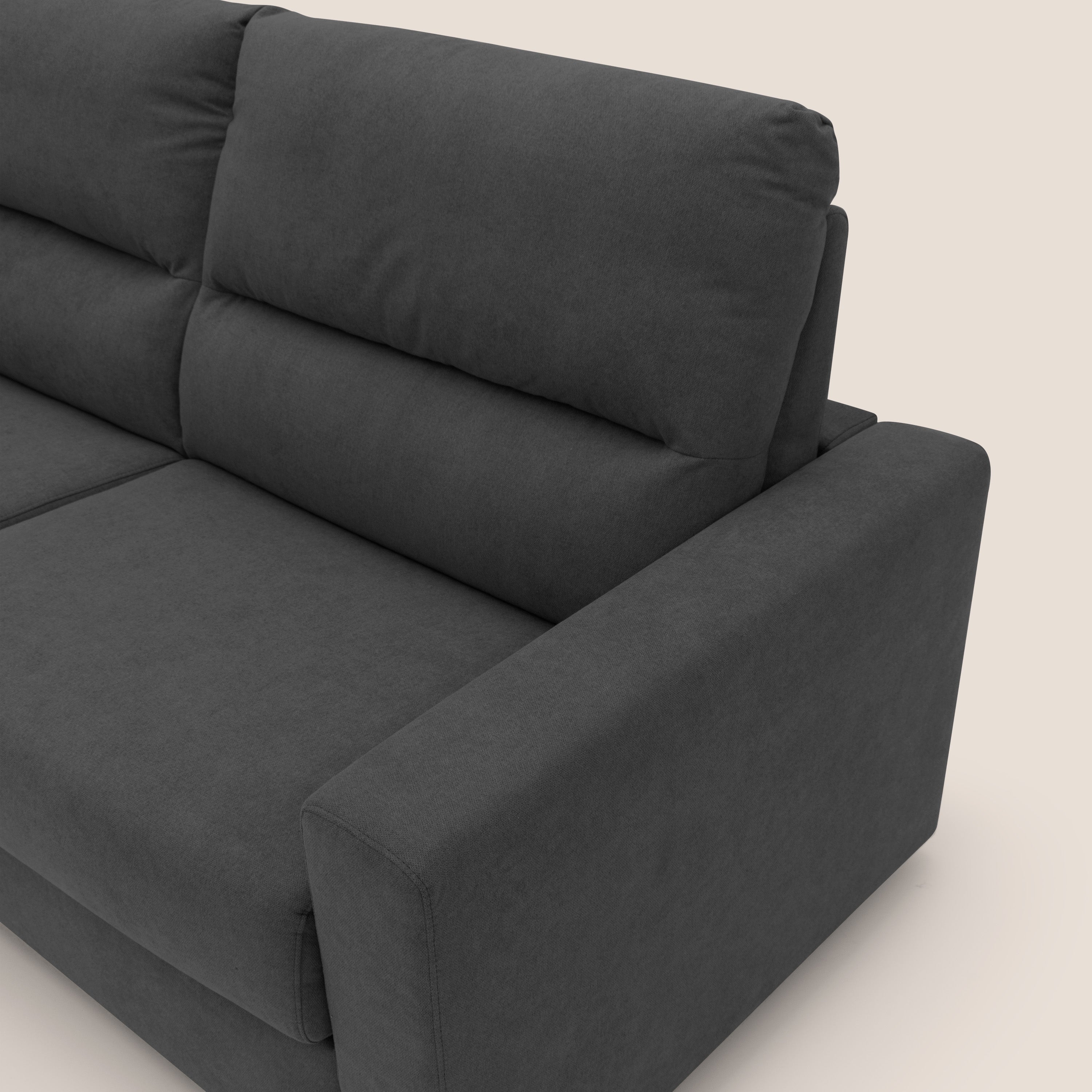 Paloma divano letto con materasso alto 18 cm con Aloe Vera in tessuto impermeabile nero - divani.store