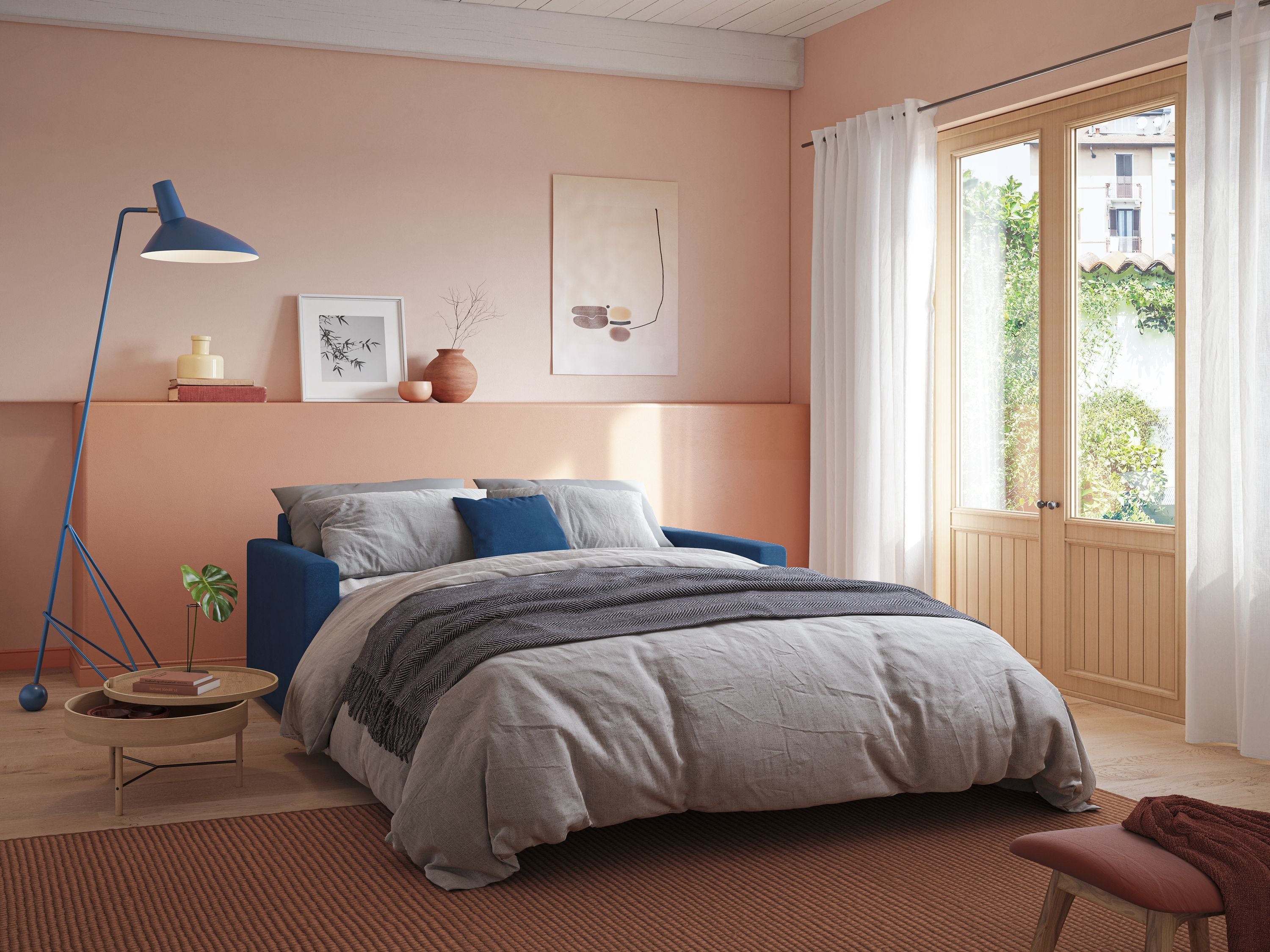 Chris Divano letto in microfibra smacchiabile T11 rosso - divani.store