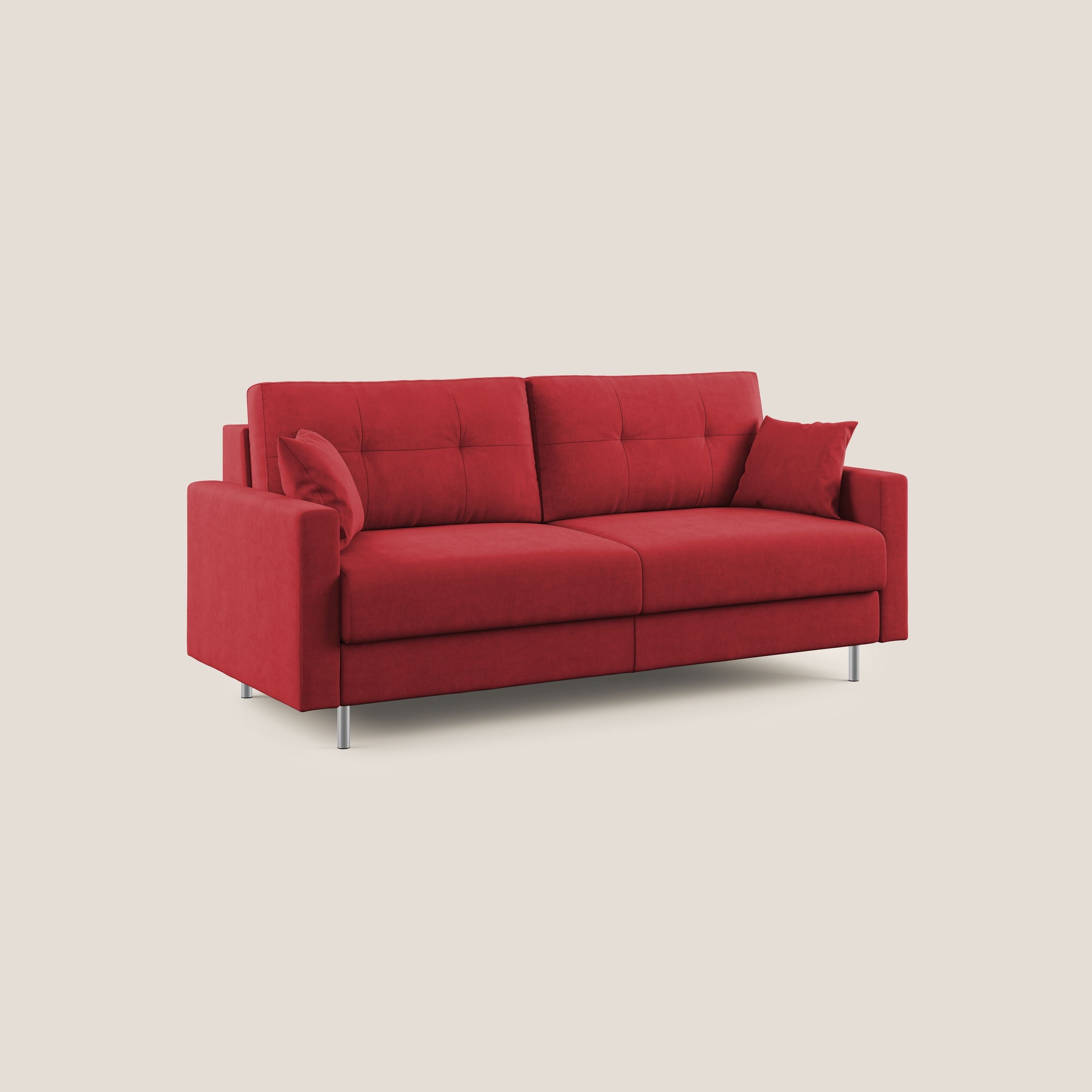 Megan divano letto matrimoniale in microfibra smacchiabile T11 rosso - divani.store
