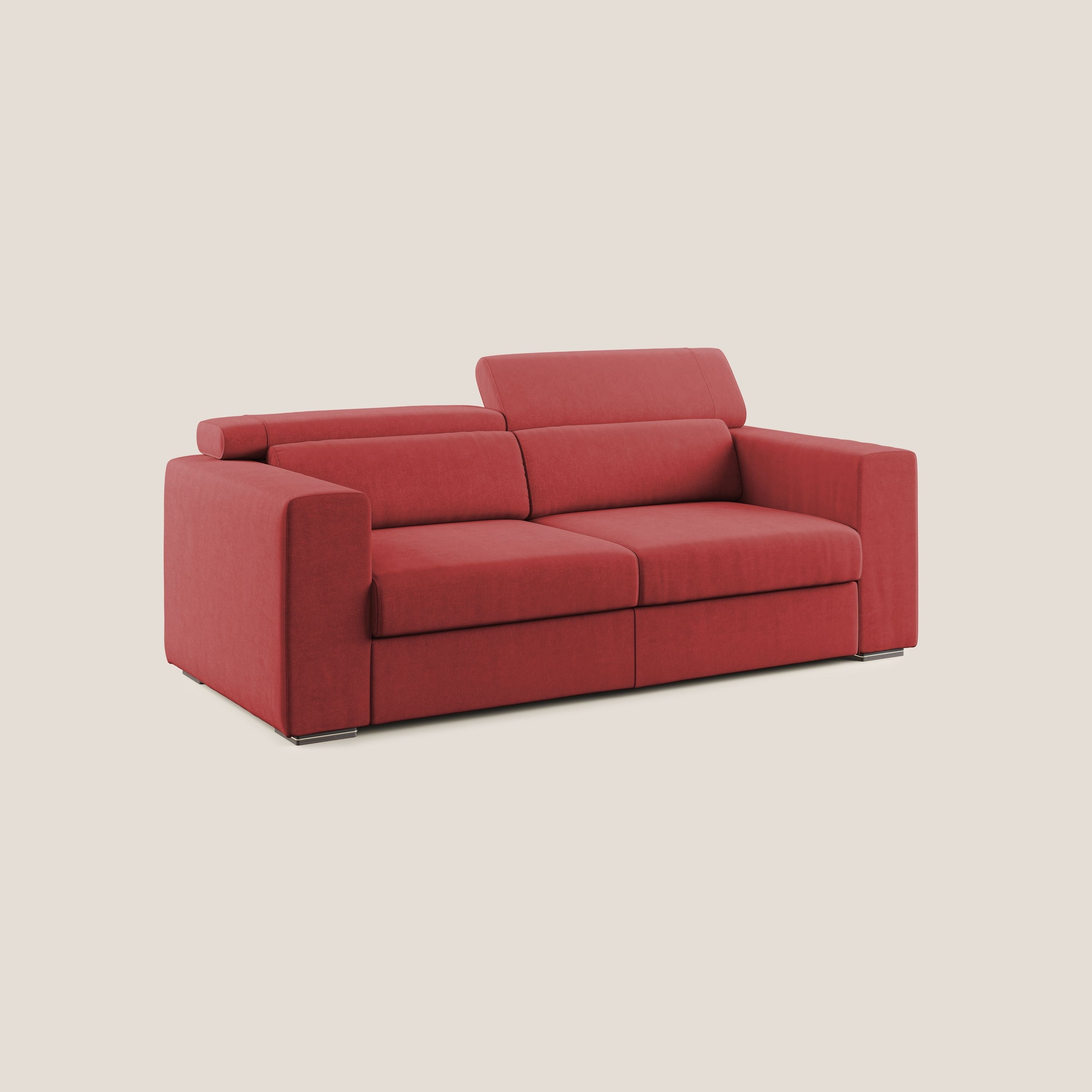 Vegas divano con poggiatesta reclinabili in microfibra smacchiabile T11 rosso - divani.store