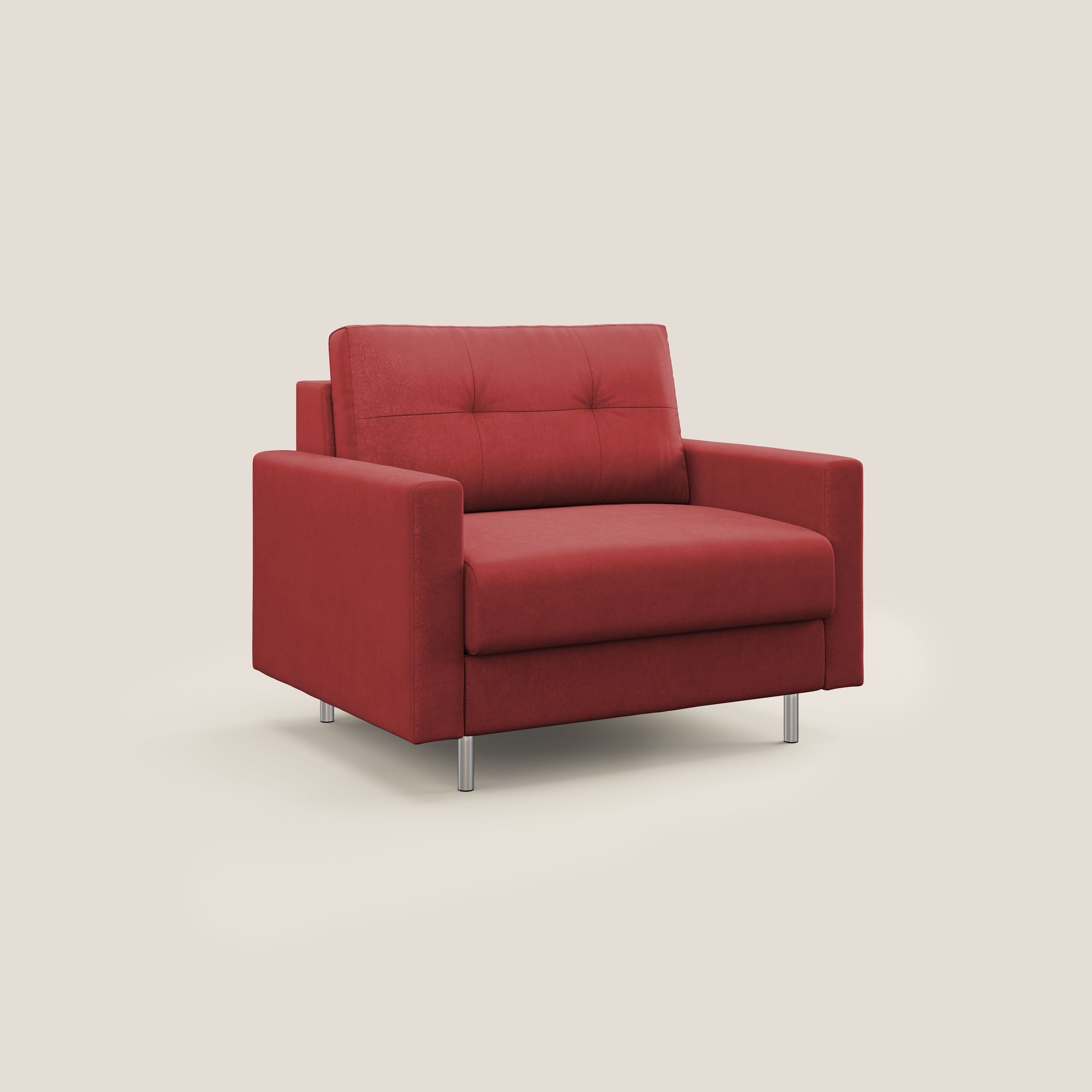Megan poltrona letto in microfibra smacchiabile T11 rosso - divani.store