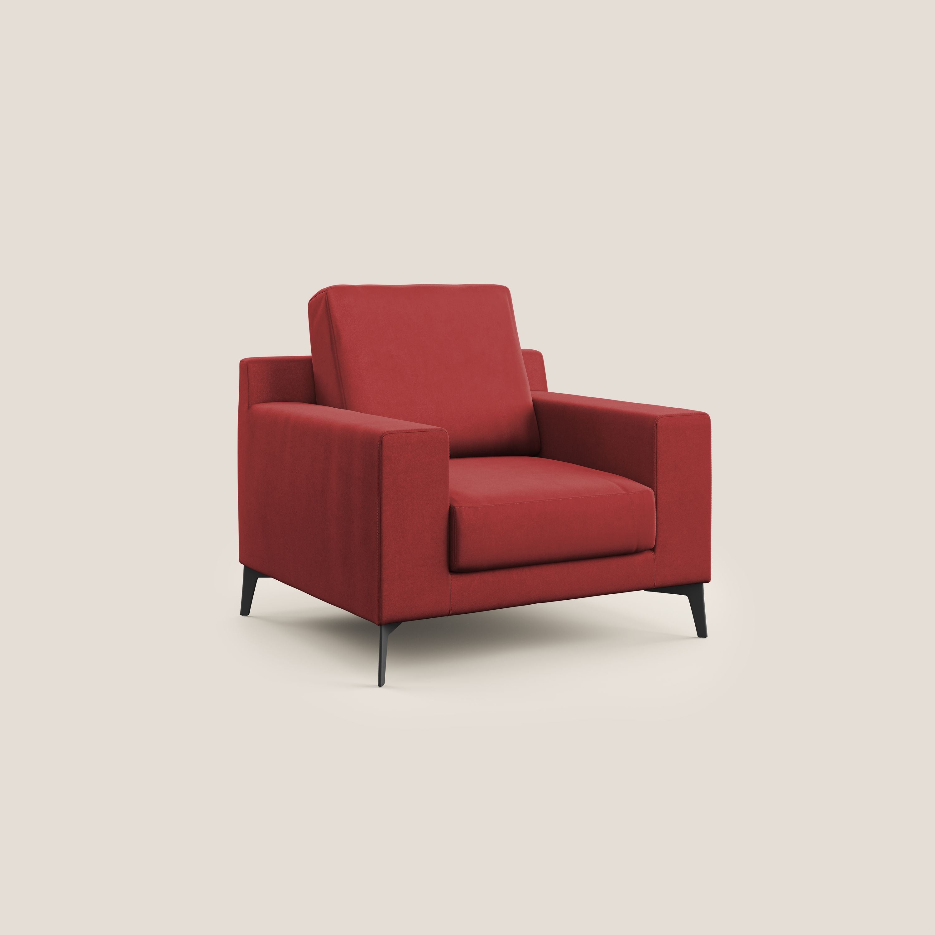 Prestige poltroncina moderna in microfibra smacchiabile T11 rosso - divani.store