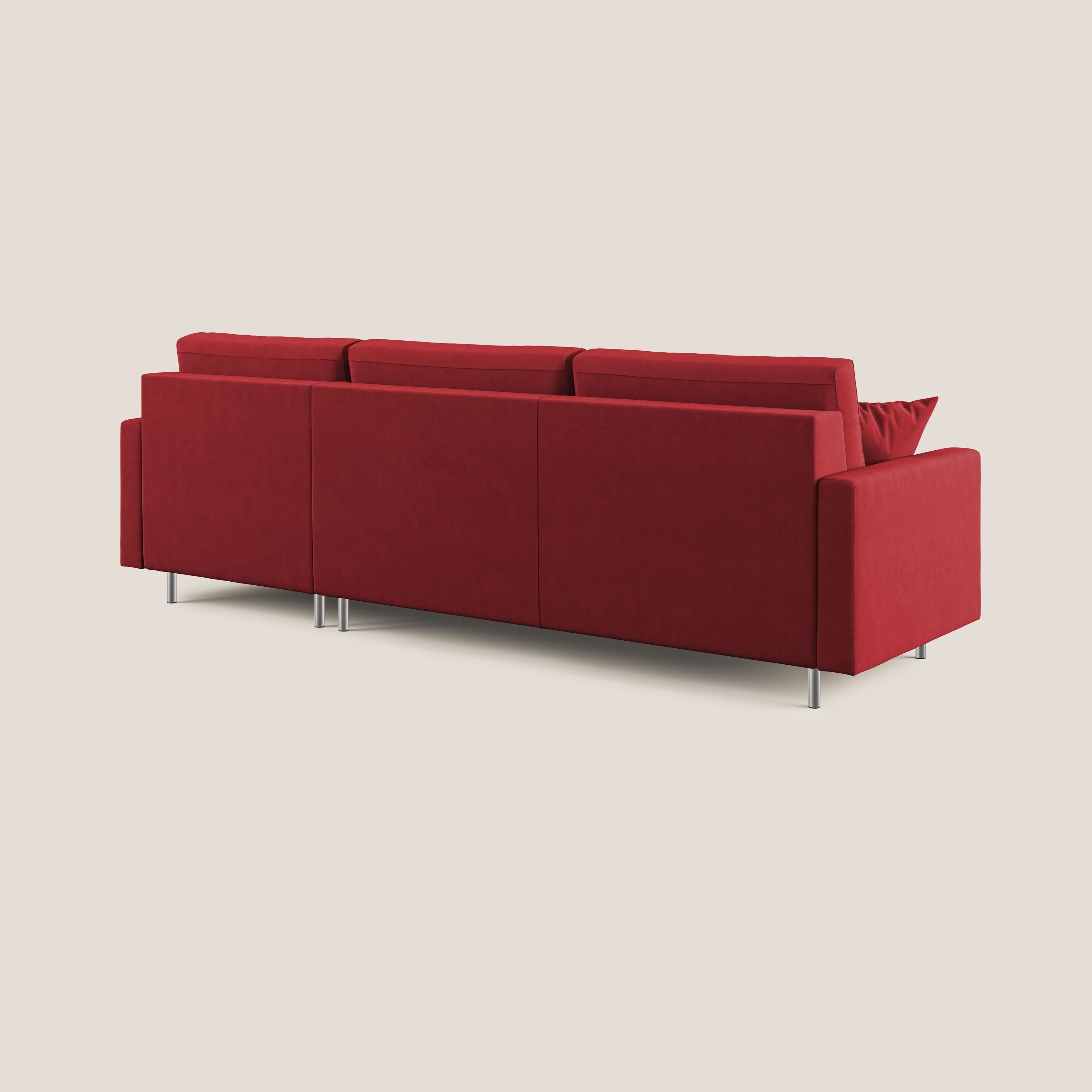 Megan divano letto angolare in microfibra smacchiabile T11 rosso - divani.store