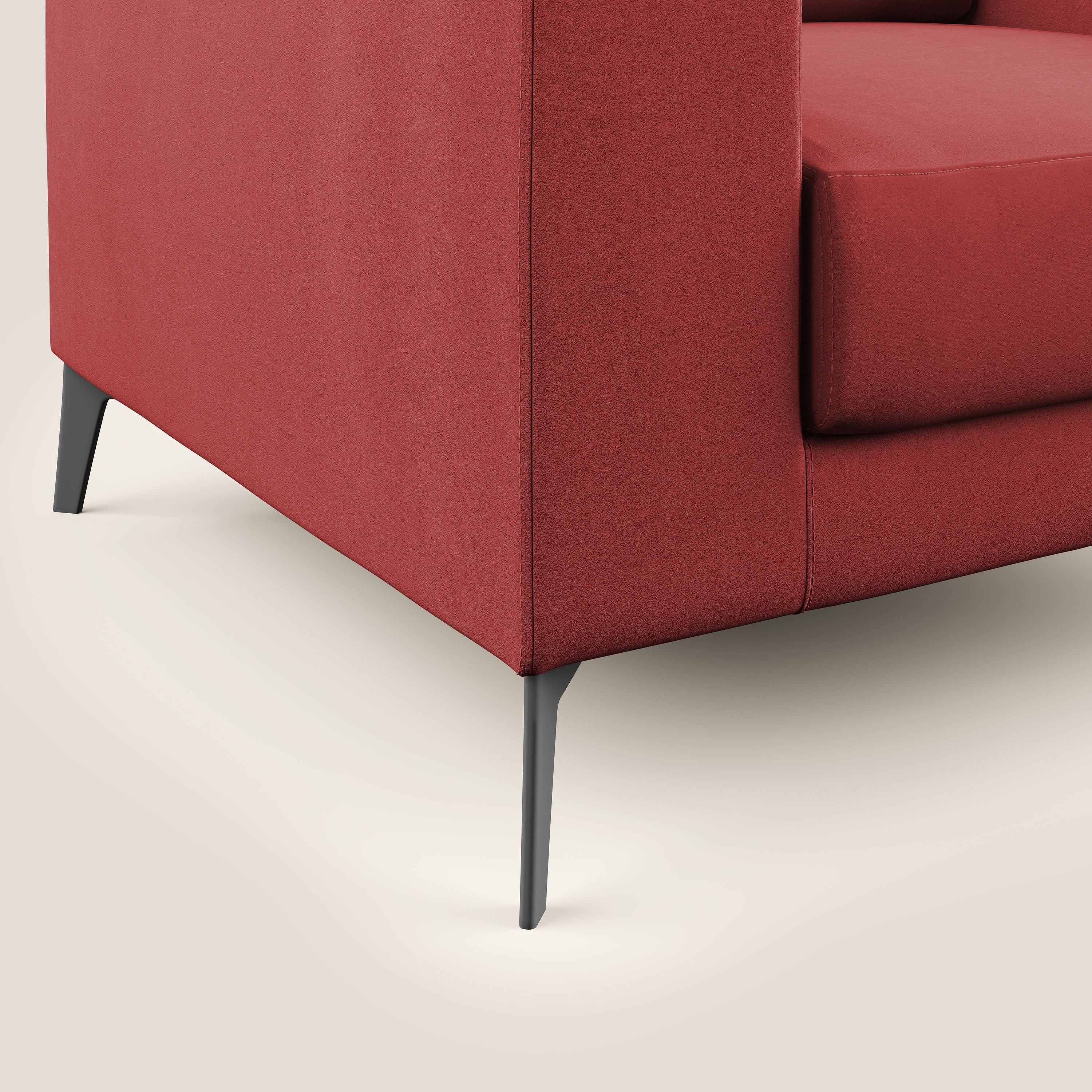 Prestige poltroncina moderna in microfibra smacchiabile T11 rosso - divani.store