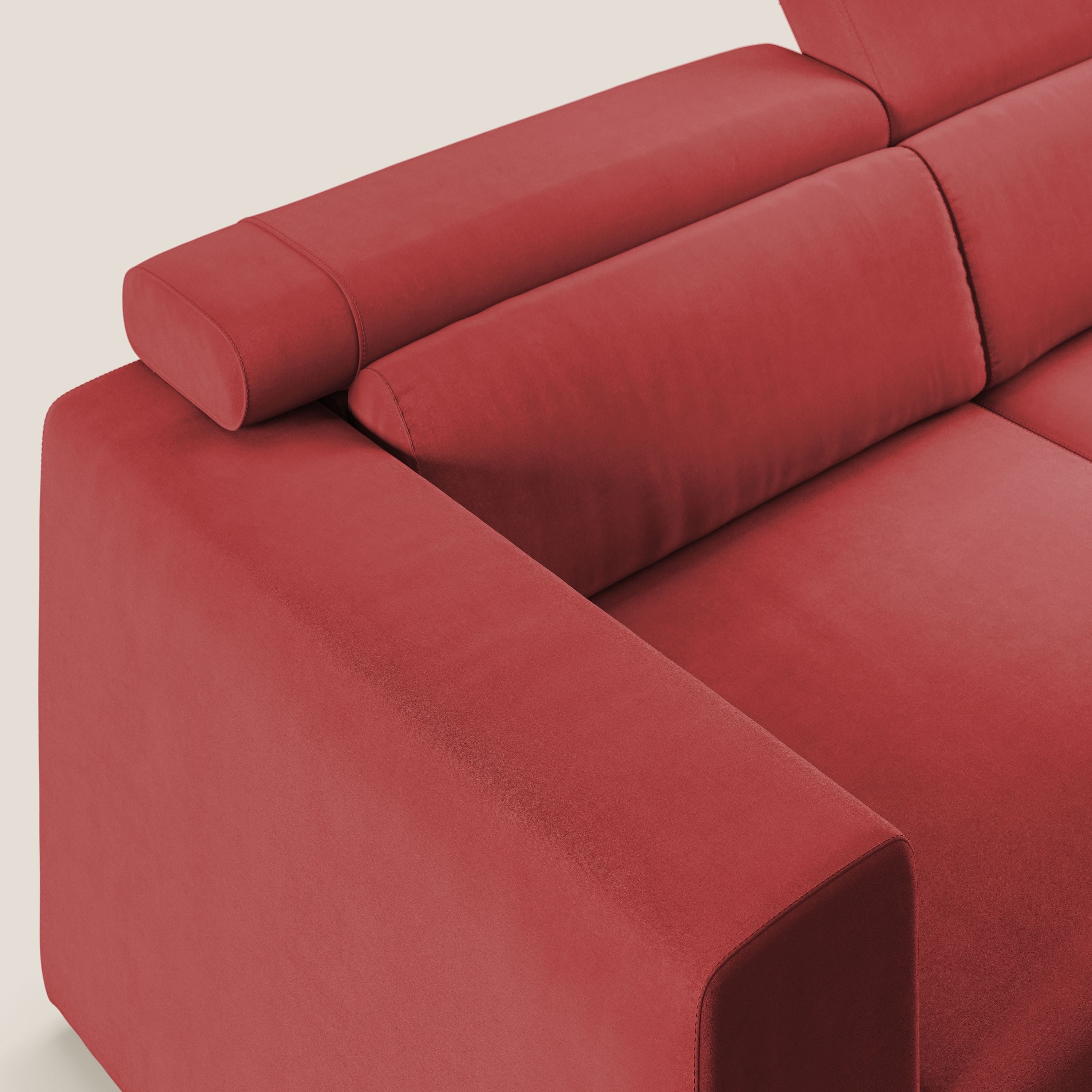 Vegas divano con poggiatesta reclinabili in microfibra smacchiabile T11 rosso - divani.store