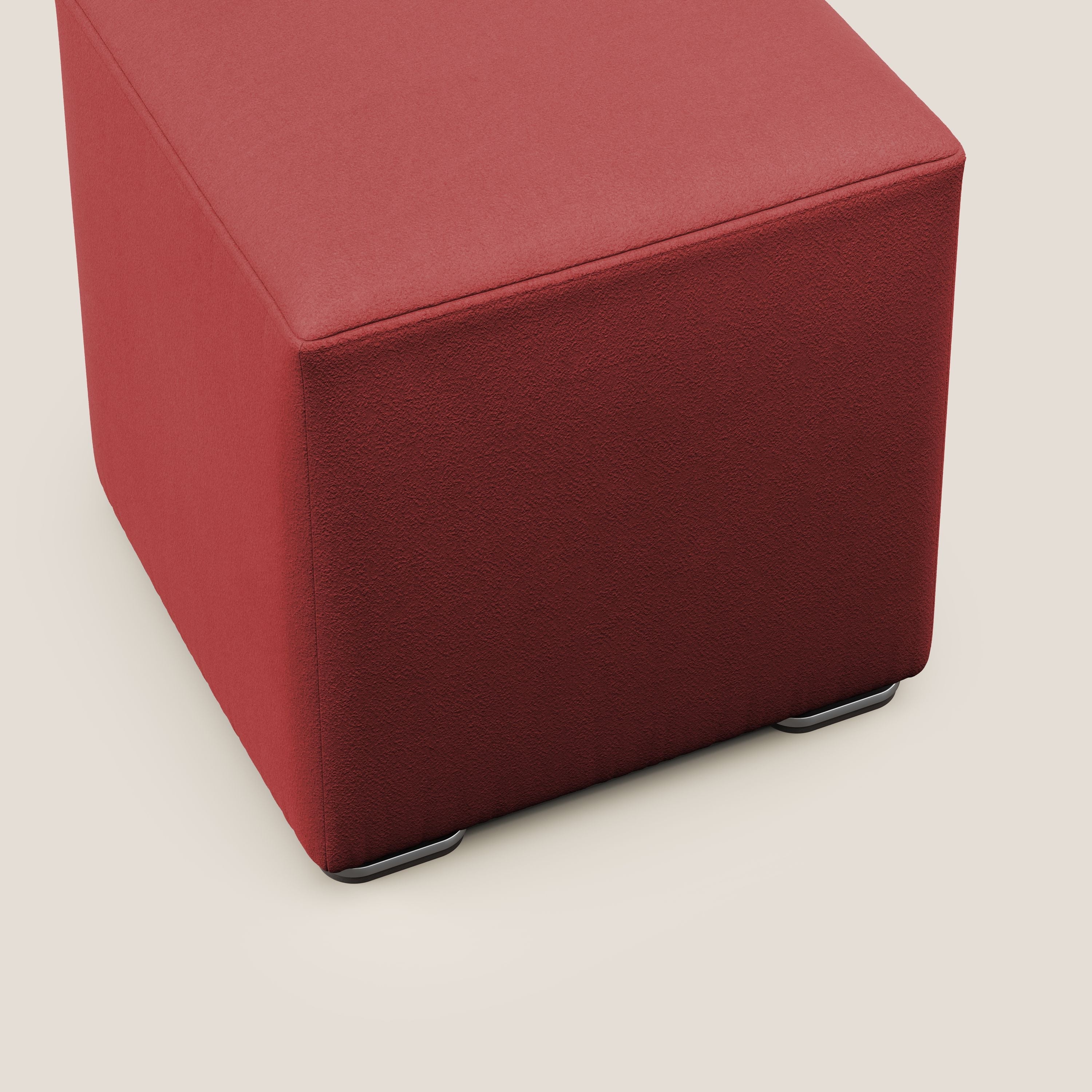 Cube pouf in microfibra smacchiabile T11 rosso - divani.store
