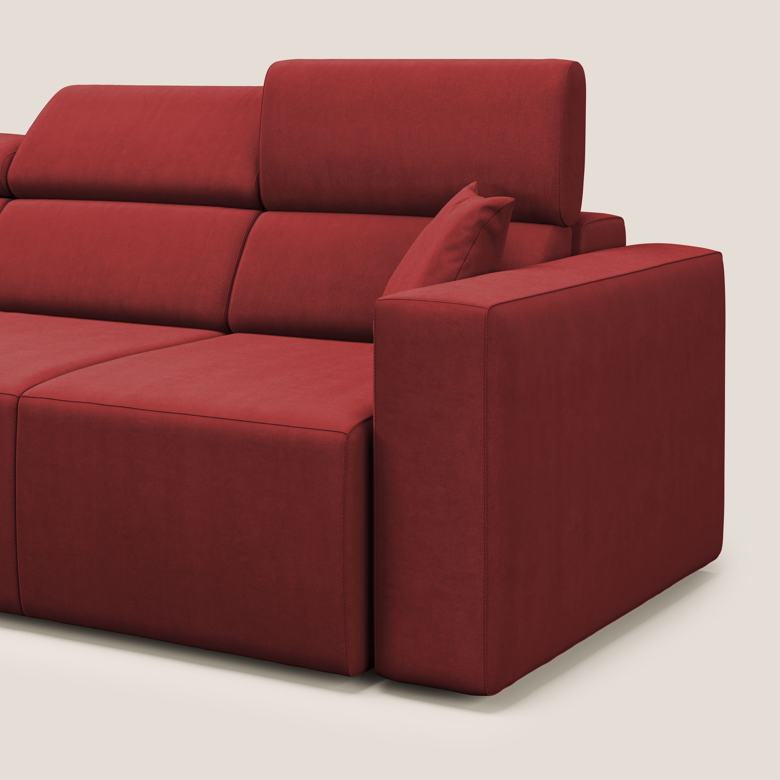 Orwell divano con 3 sedute estraibili in microfibra smacchiabile T11 rosso - divani.store