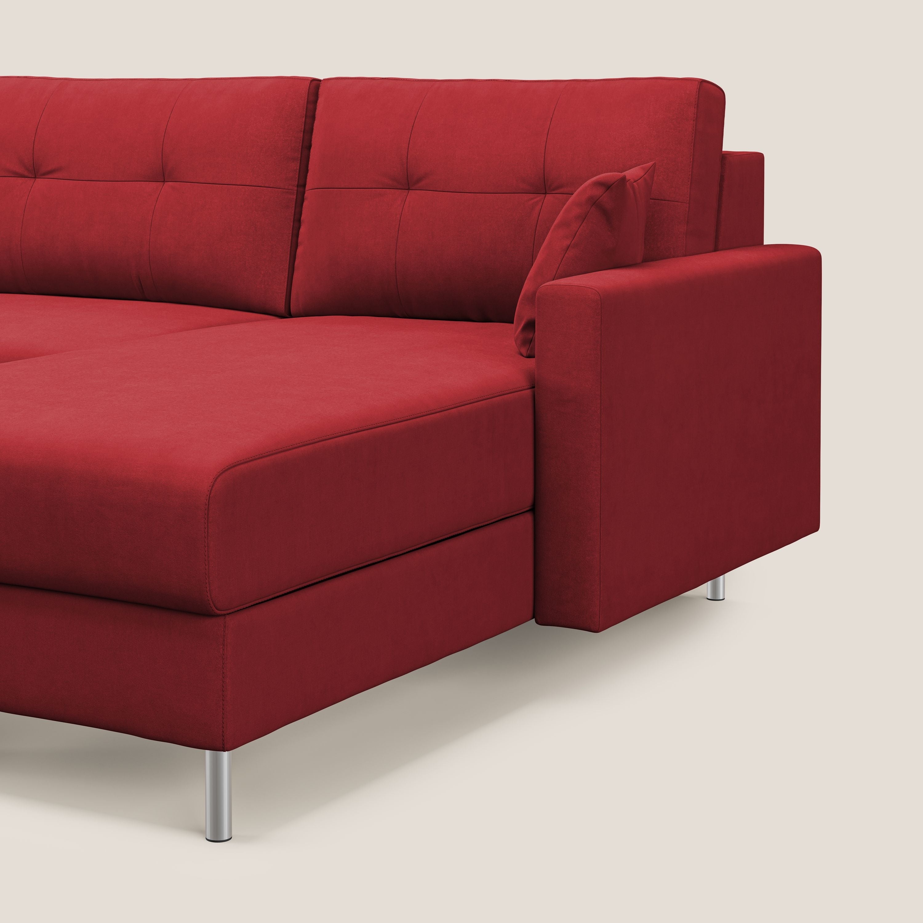 Megan divano letto angolare in microfibra smacchiabile T11 rosso - divani.store