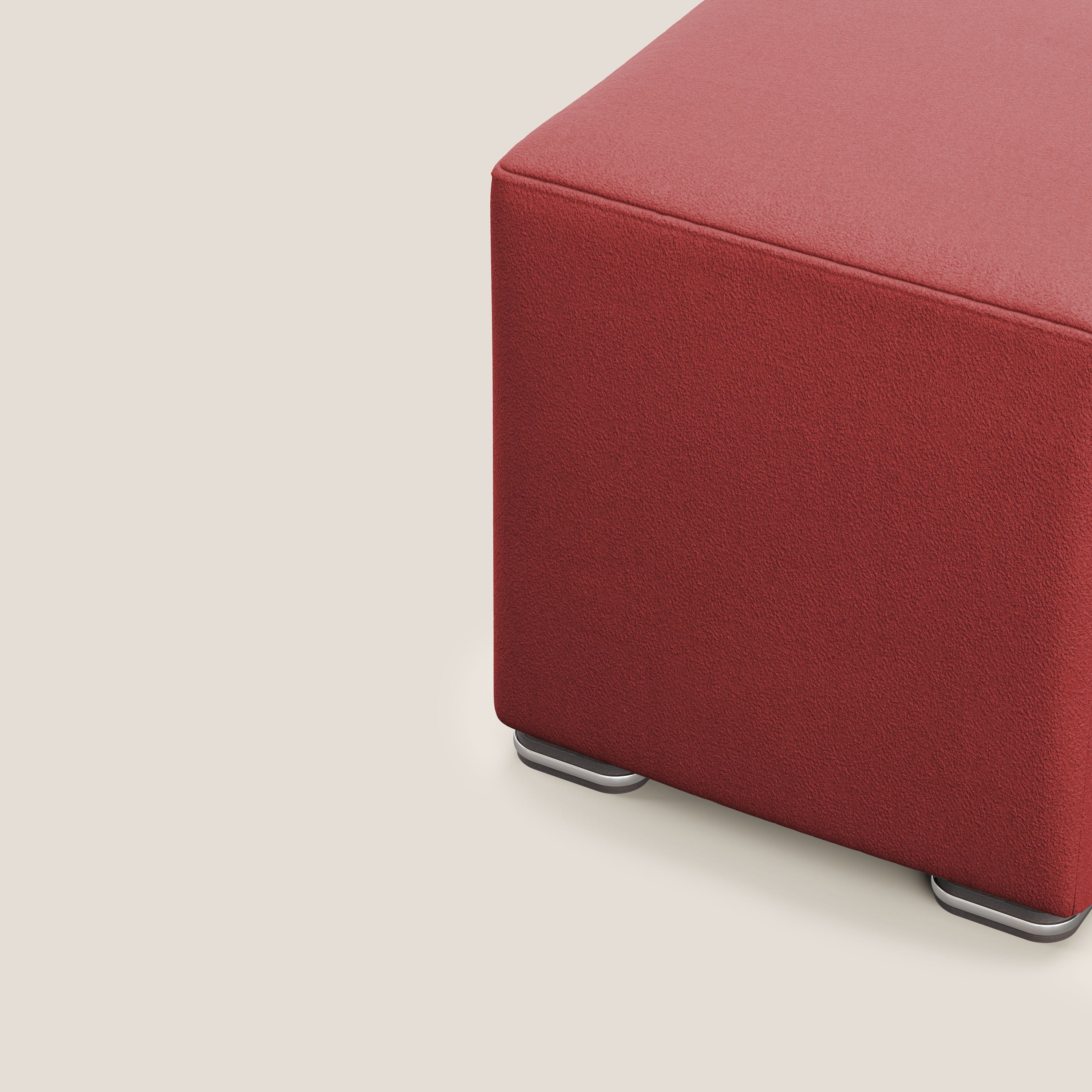 Cube pouf in microfibra smacchiabile T11 rosso - divani.store