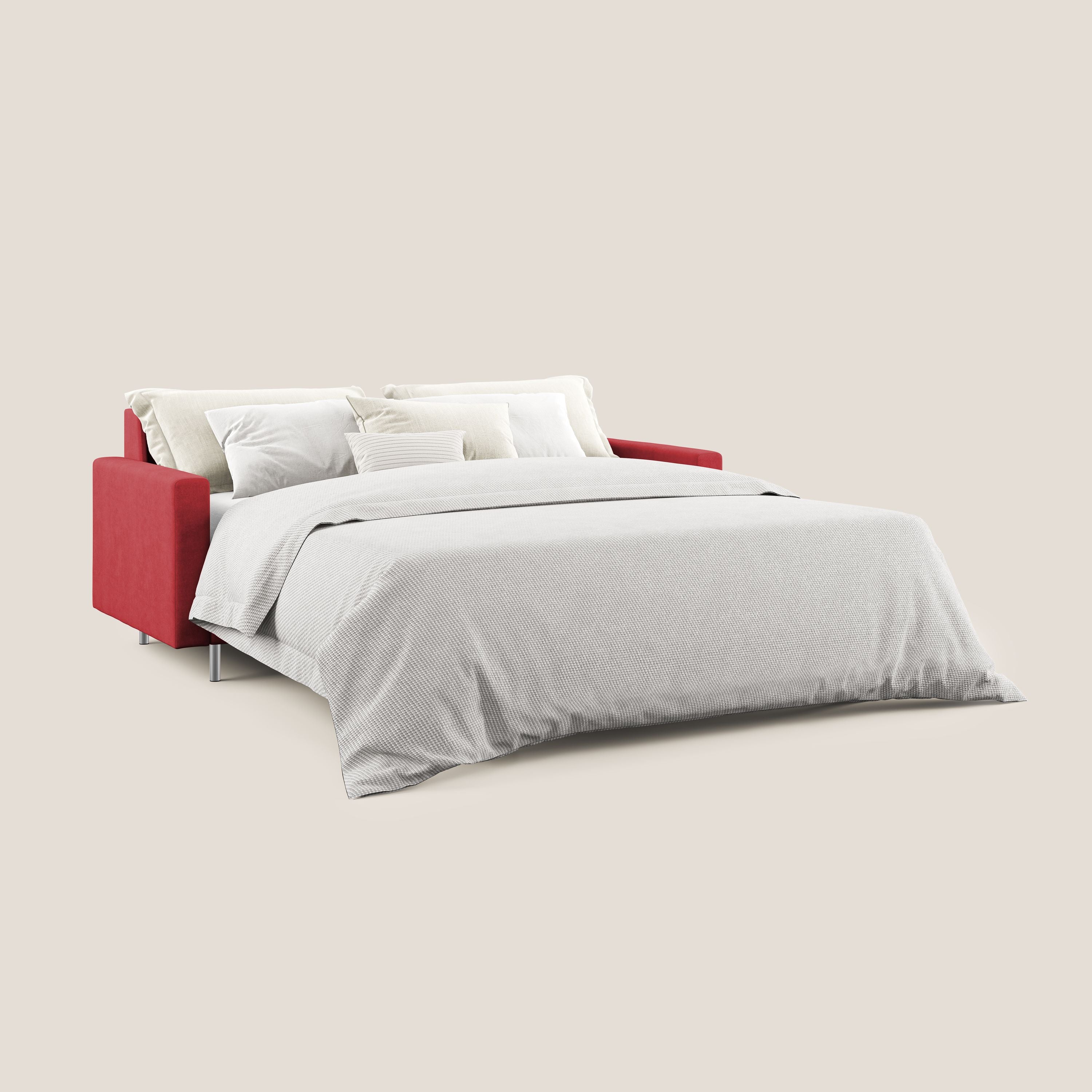 Megan divano letto matrimoniale in microfibra smacchiabile T11 rosso - divani.store