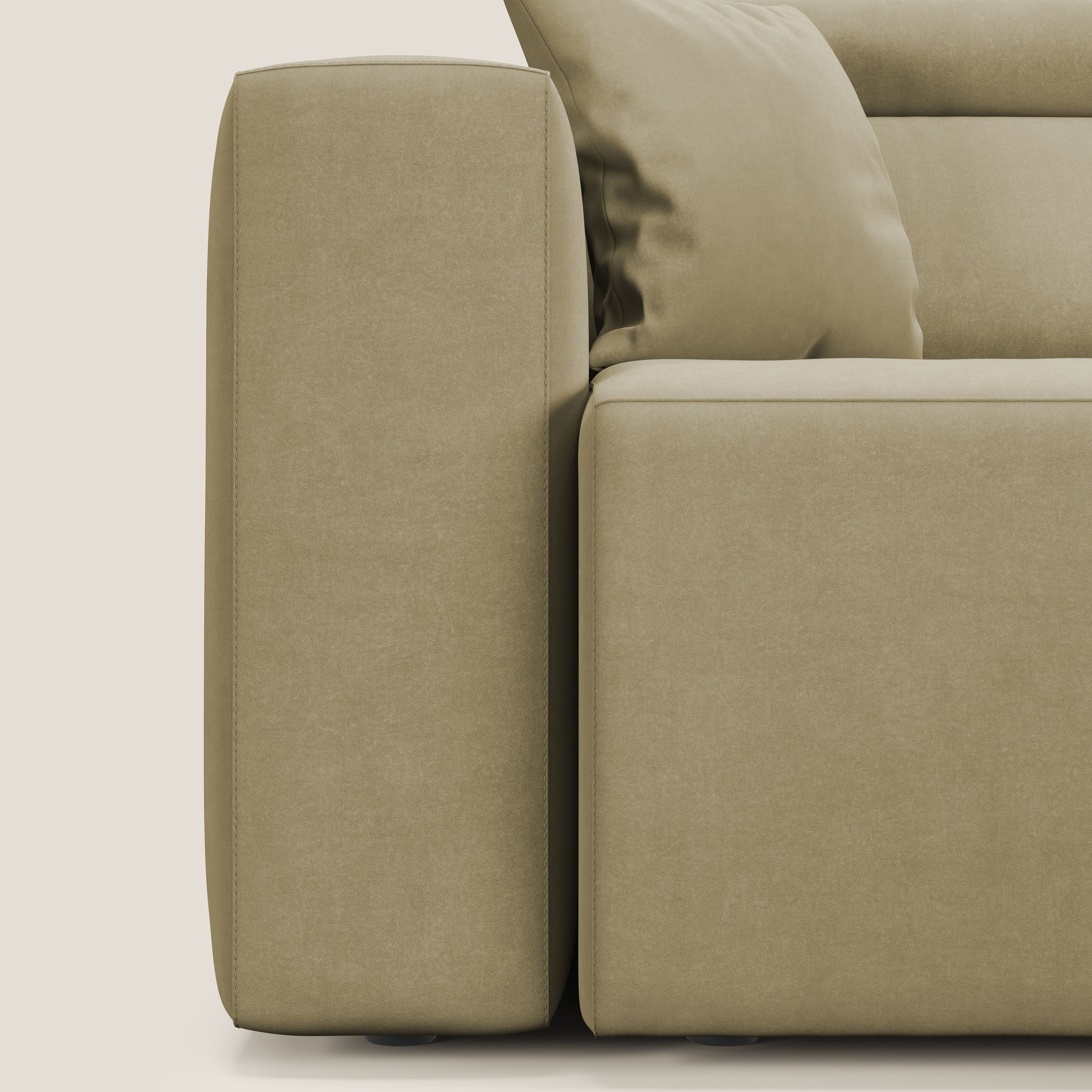 Orwell divano con 3 sedute estraibili in microfibra smacchiabile T11 beige - divani.store