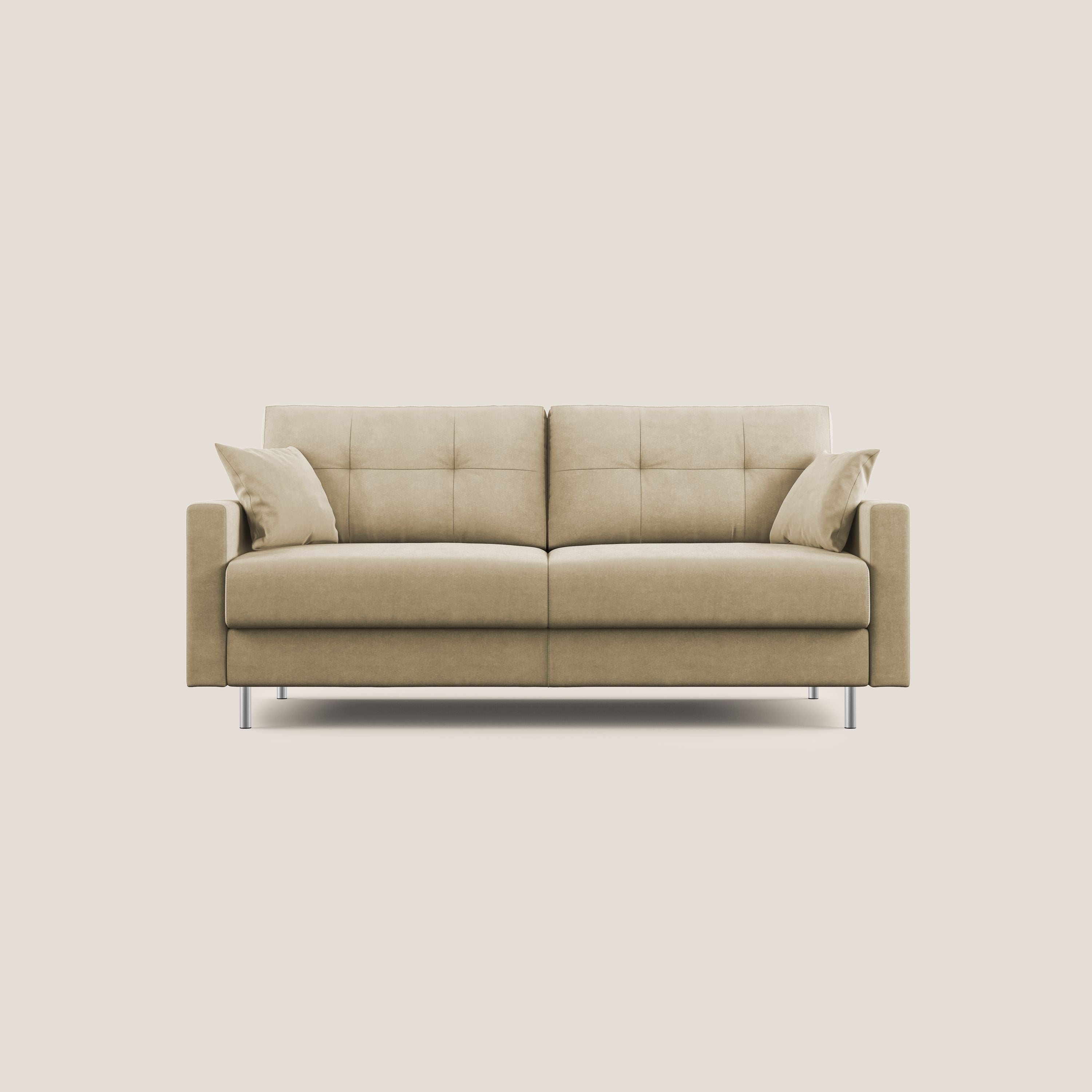 Megan divano letto matrimoniale in microfibra smacchiabile T11 beige - divani.store