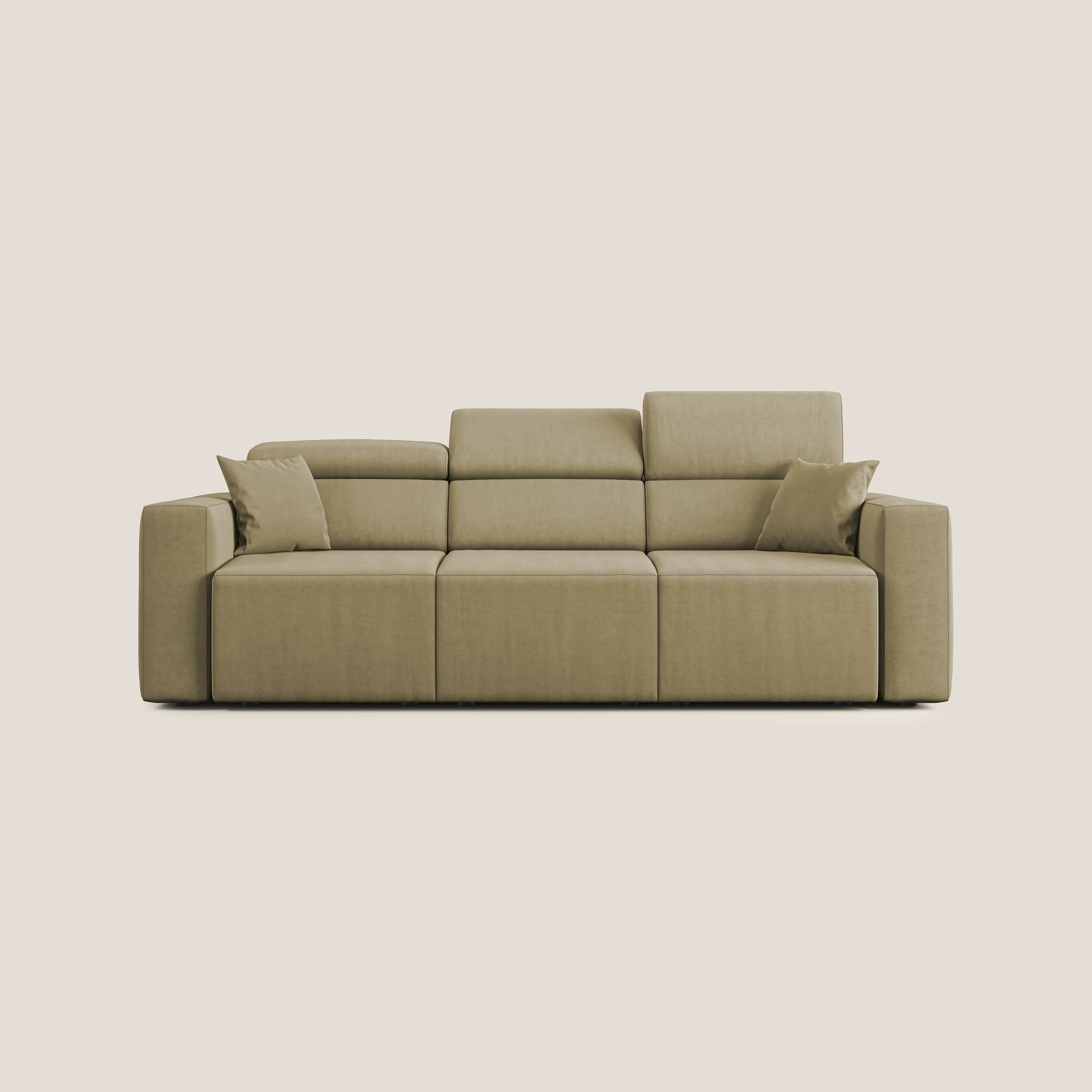 Orwell divano con 3 sedute estraibili in microfibra smacchiabile T11 beige - divani.store