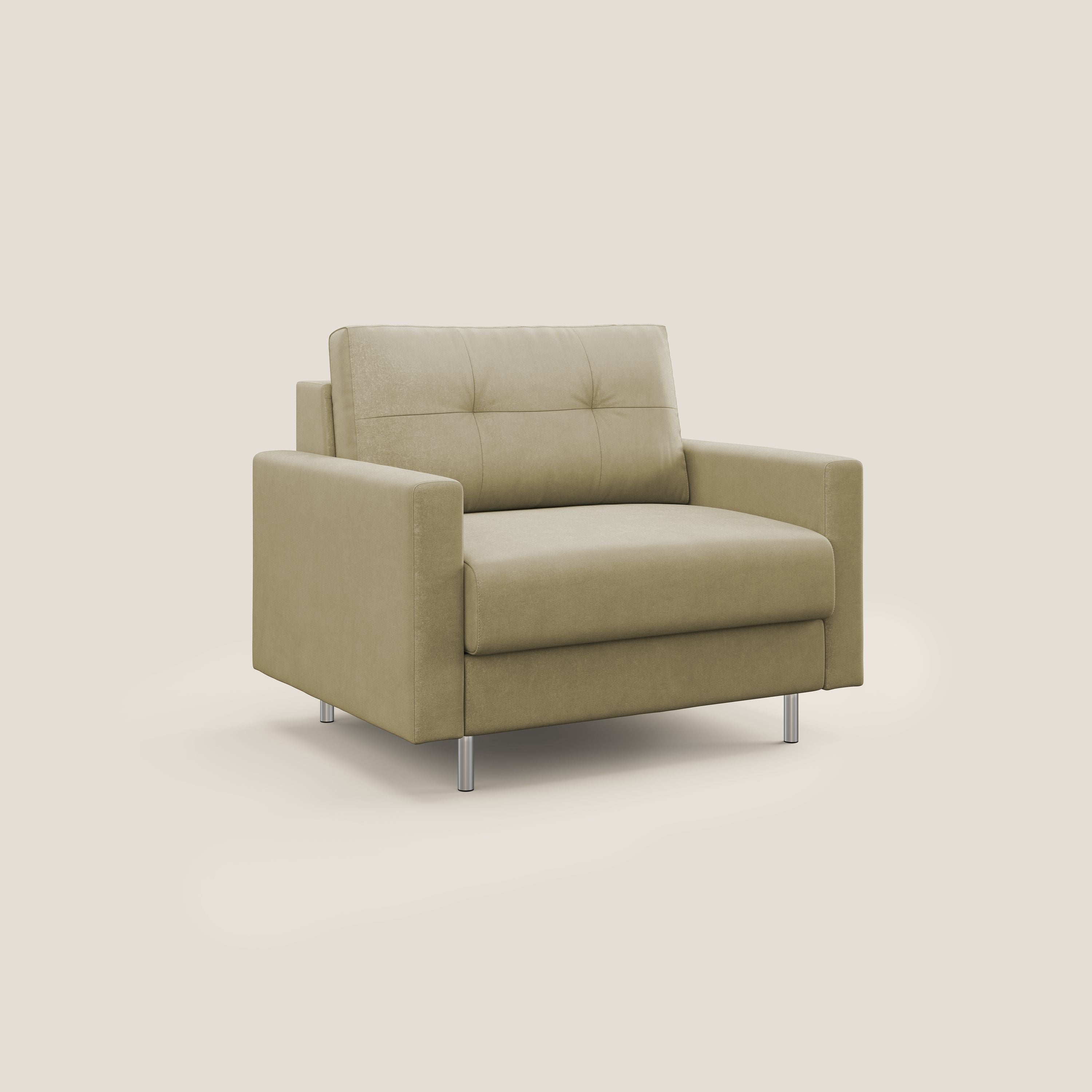 Megan poltrona letto in microfibra smacchiabile T11 beige - divani.store