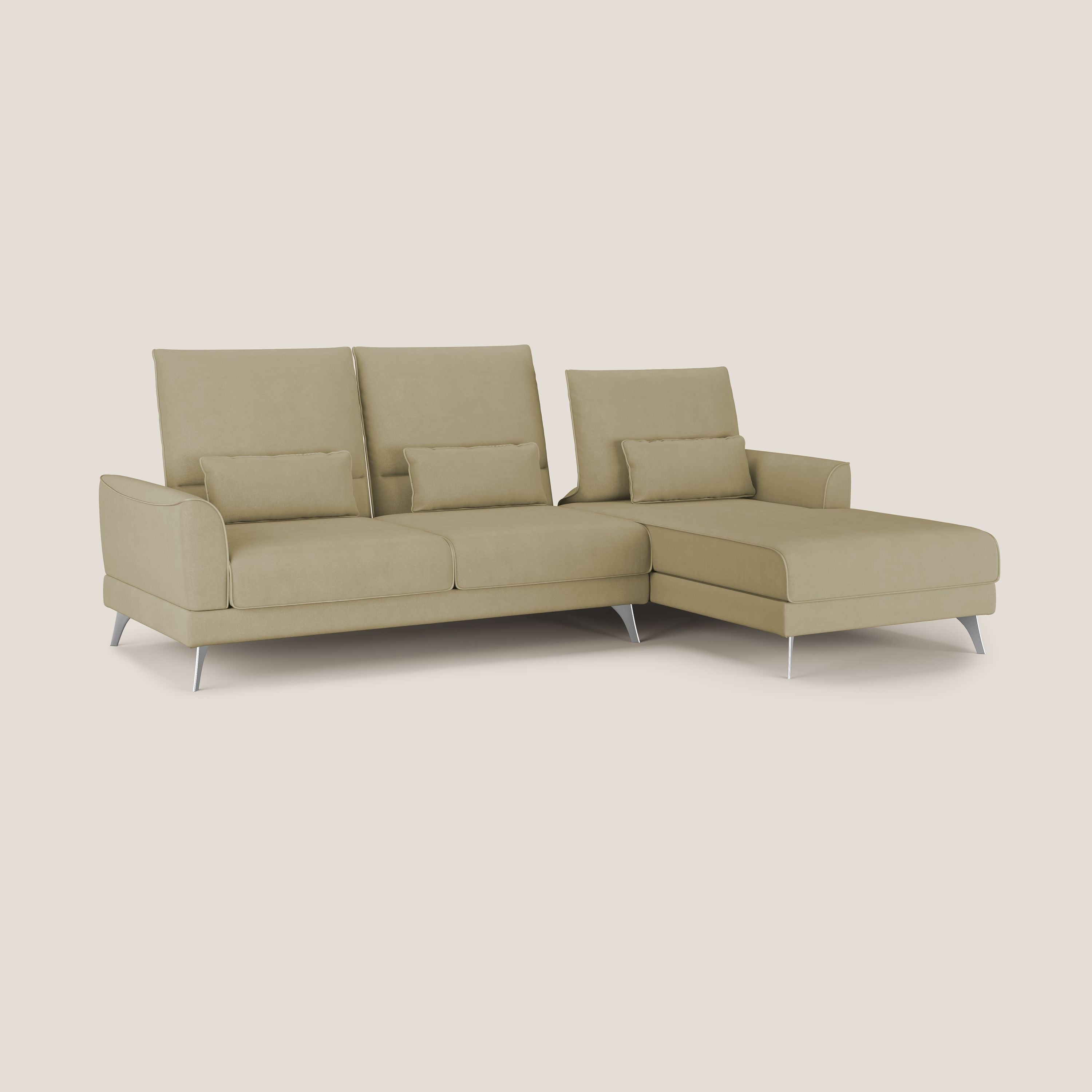 Tommy Divano angolare con relax e schienali traslanti in microfibra smacchiabile T11 beige - divani.store