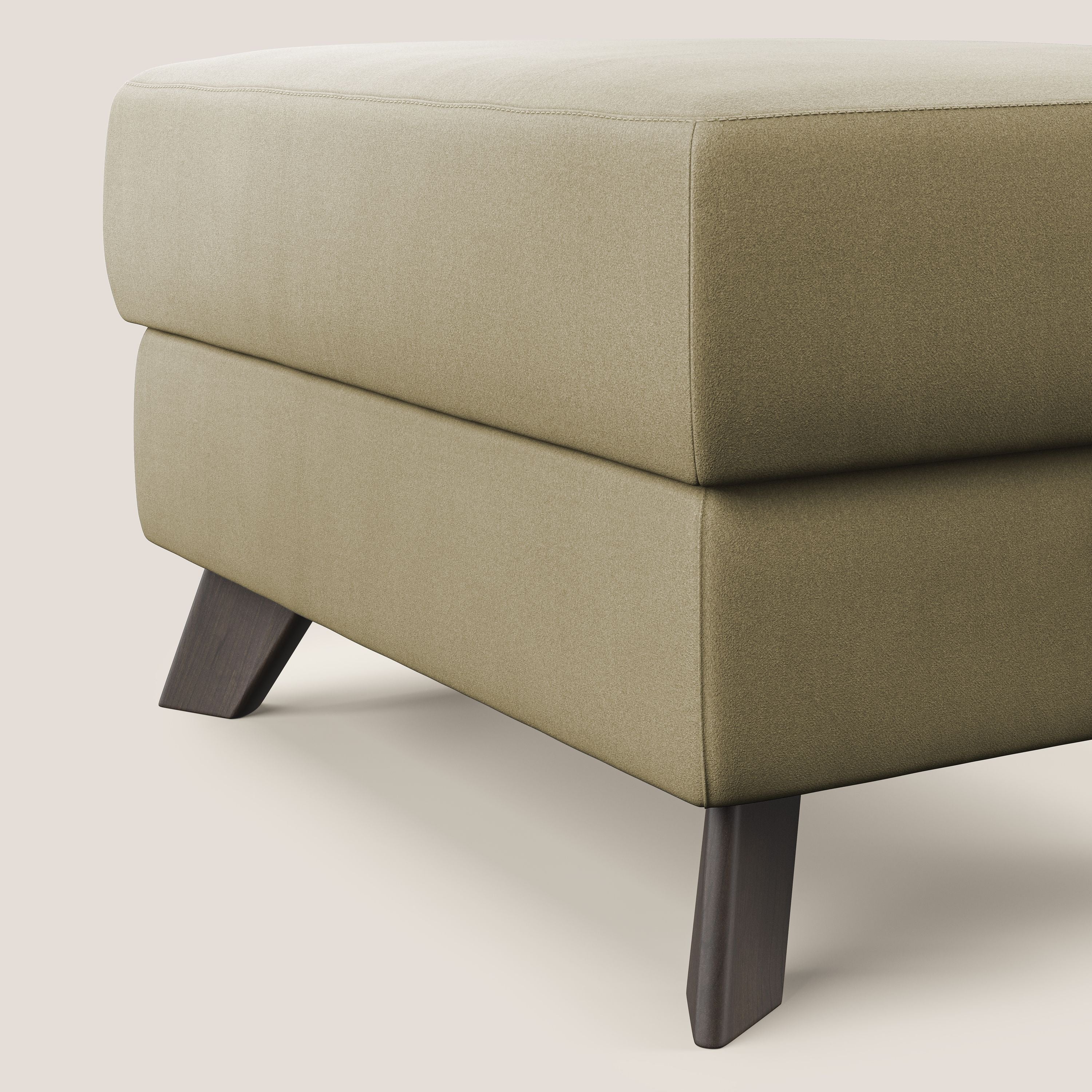 Moon Pouf contenitore e piedini alti in microfibra impermeabile T11 beige - divani.store