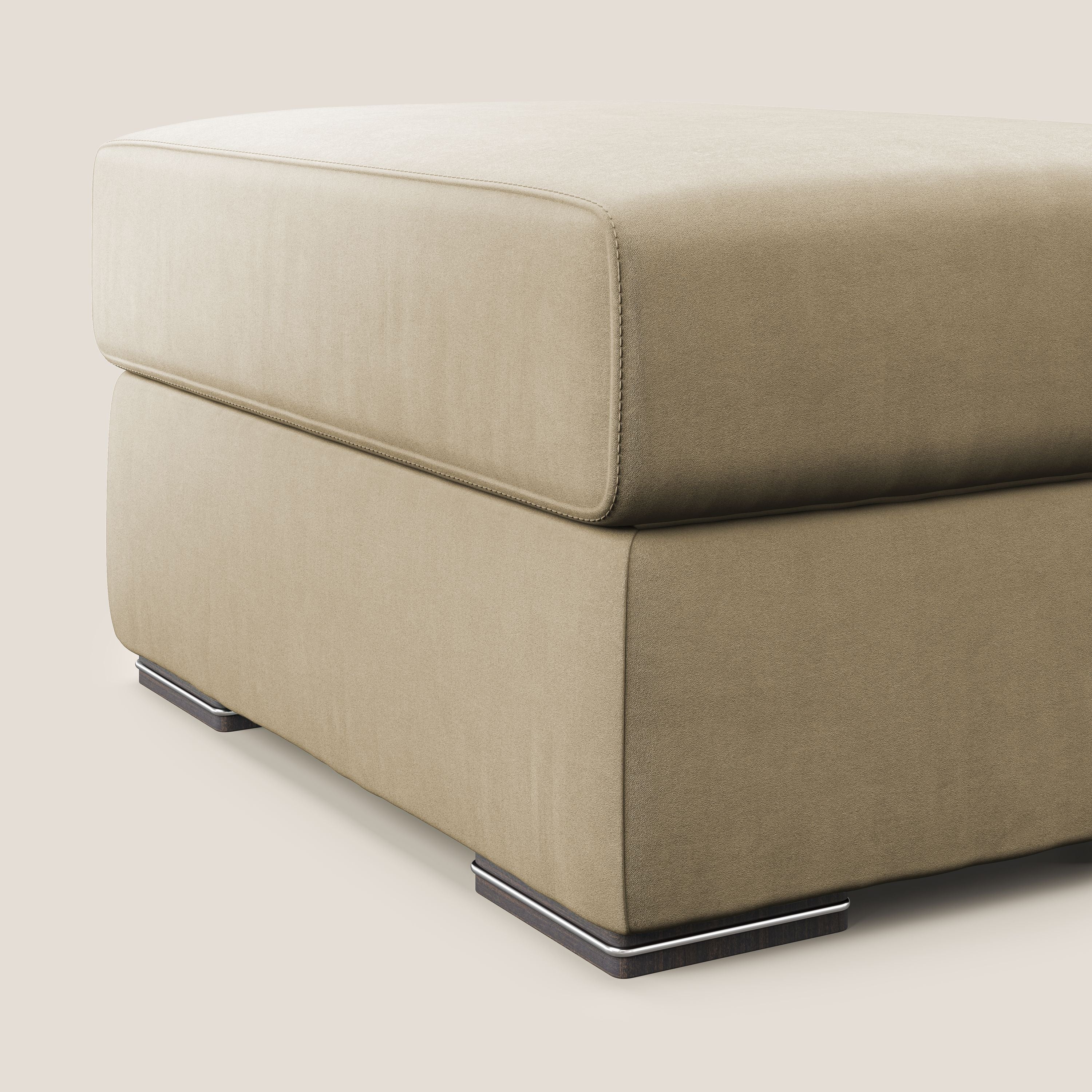 Sun pouf apribile contenitore in microfibra smacchiabile T11 beige - divani.store