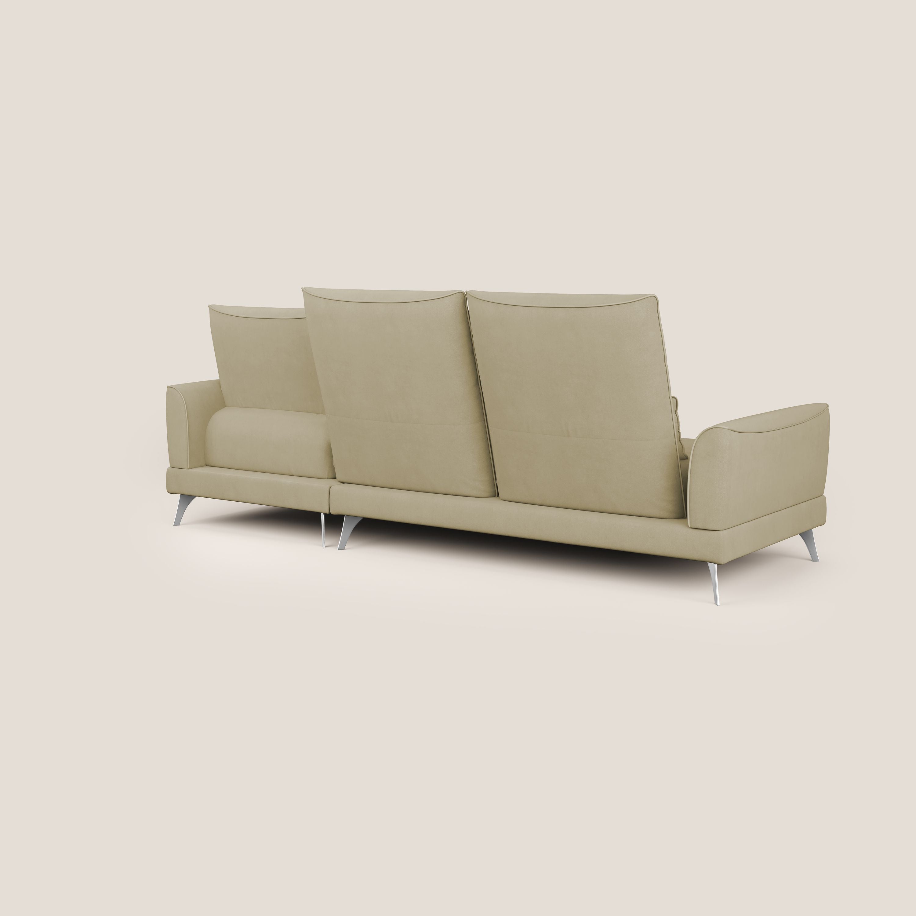 Tommy Divano angolare con relax e schienali traslanti in microfibra smacchiabile T11 beige - divani.store