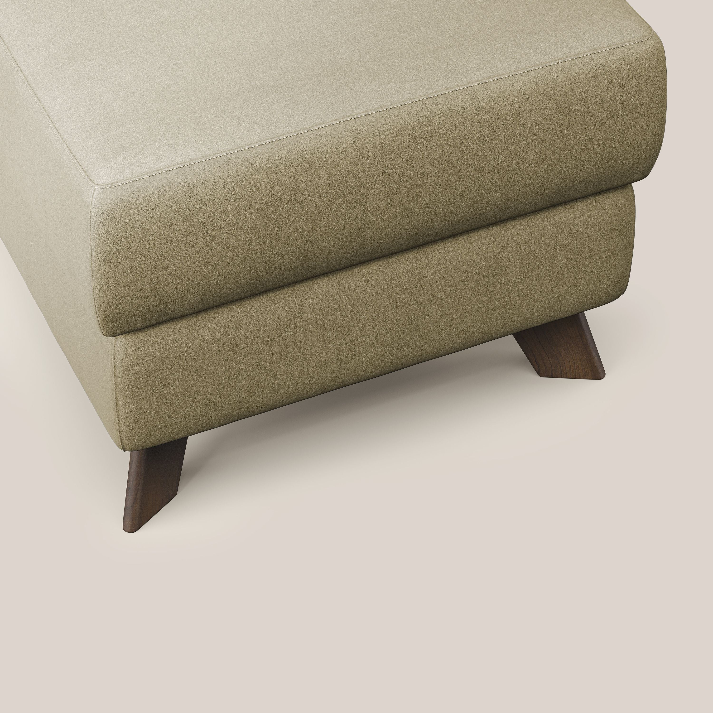 Moon Pouf contenitore e piedini alti in microfibra impermeabile T11 beige - divani.store