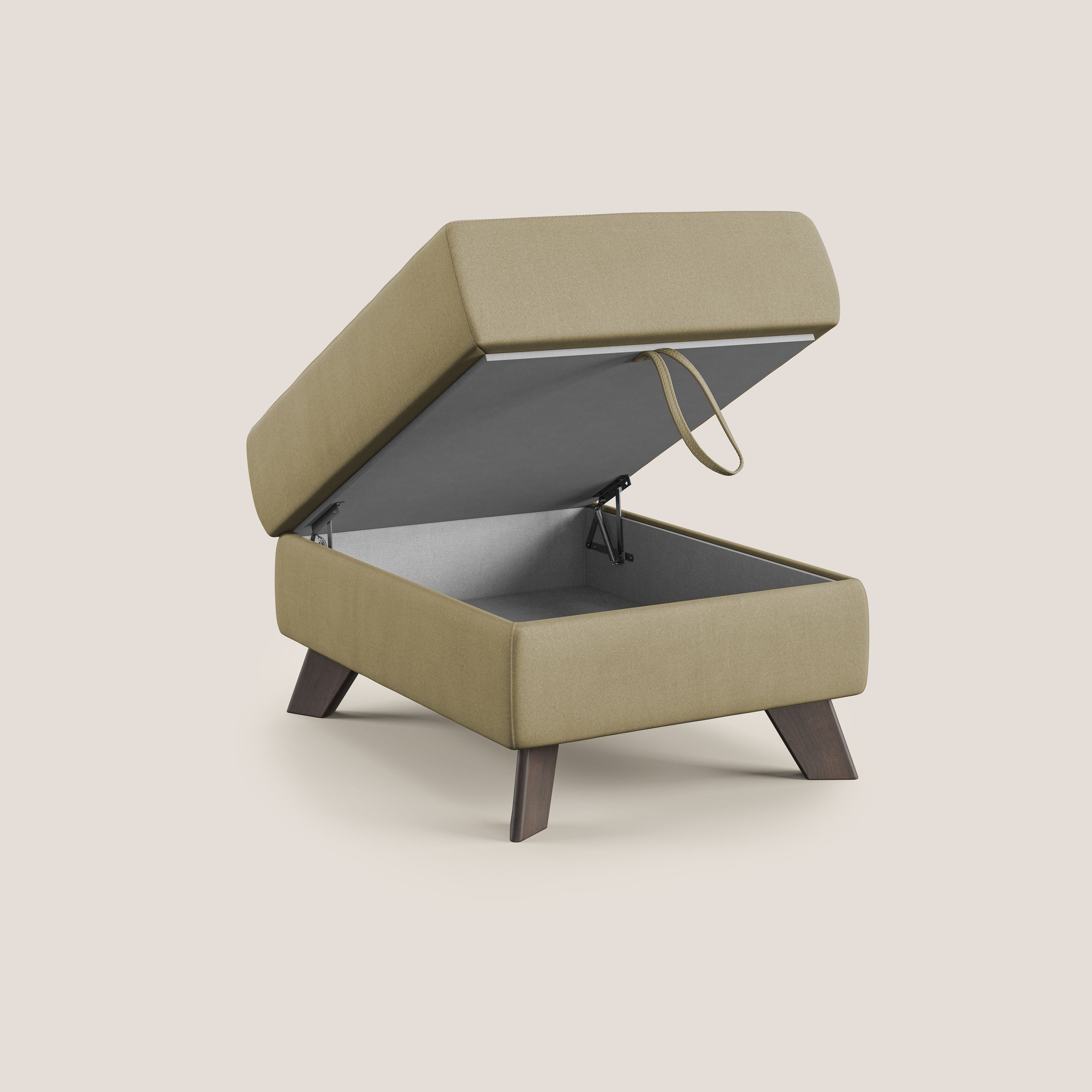 Moon Pouf contenitore e piedini alti in microfibra impermeabile T11 beige - divani.store