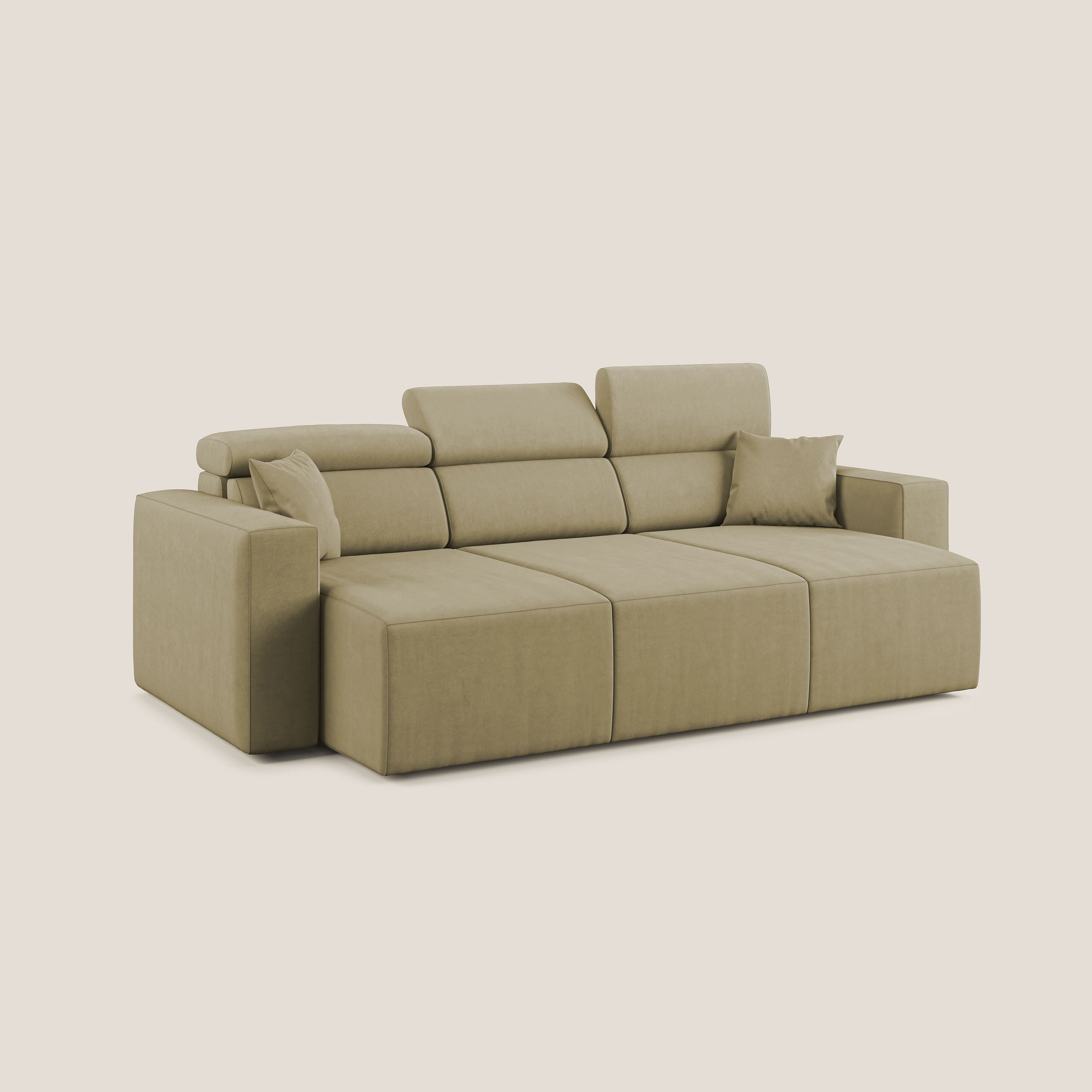 Orwell divano con 3 sedute estraibili in microfibra smacchiabile T11 beige - divani.store