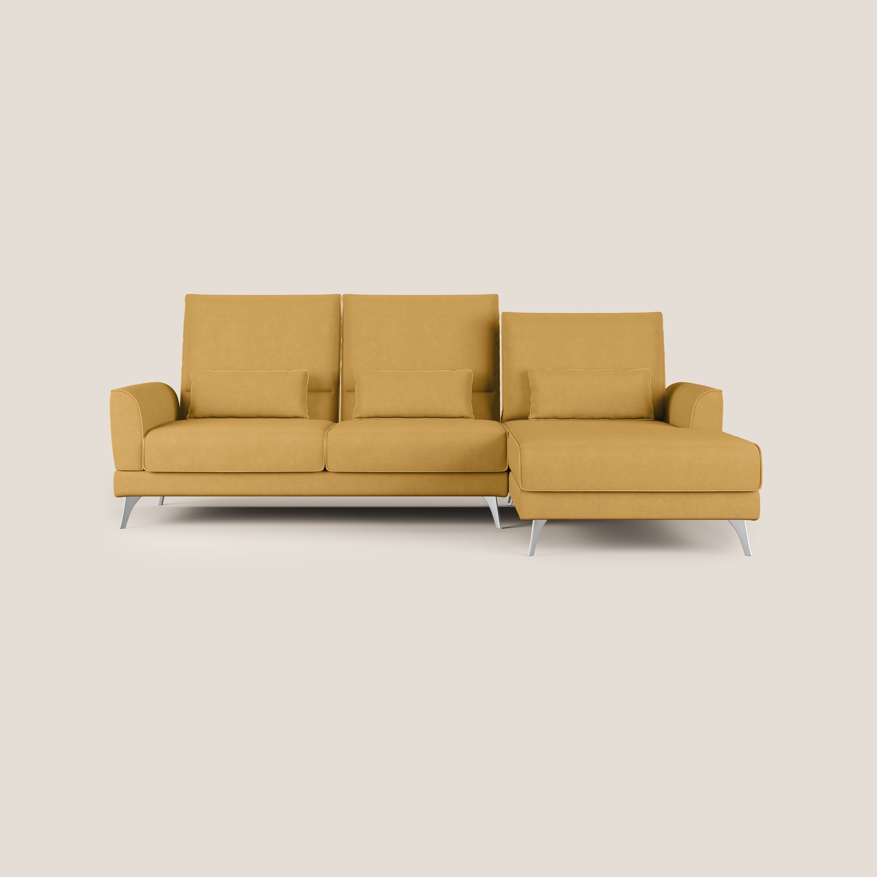 Tommy Divano angolare con relax e schienali traslanti in microfibra smacchiabile T11 giallo - divani.store