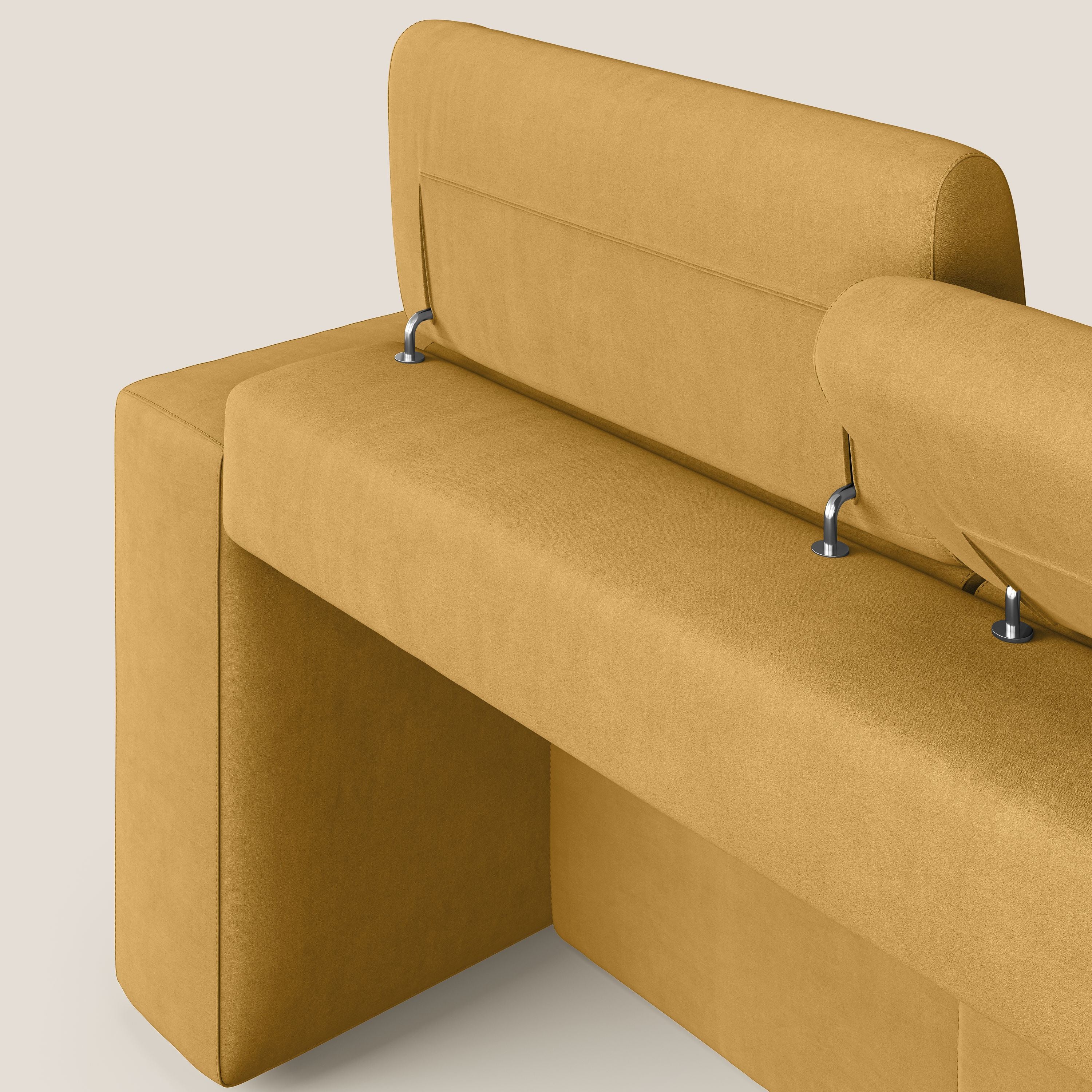 Orwell divano con 3 sedute estraibili in microfibra smacchiabile T11 giallo - divani.store