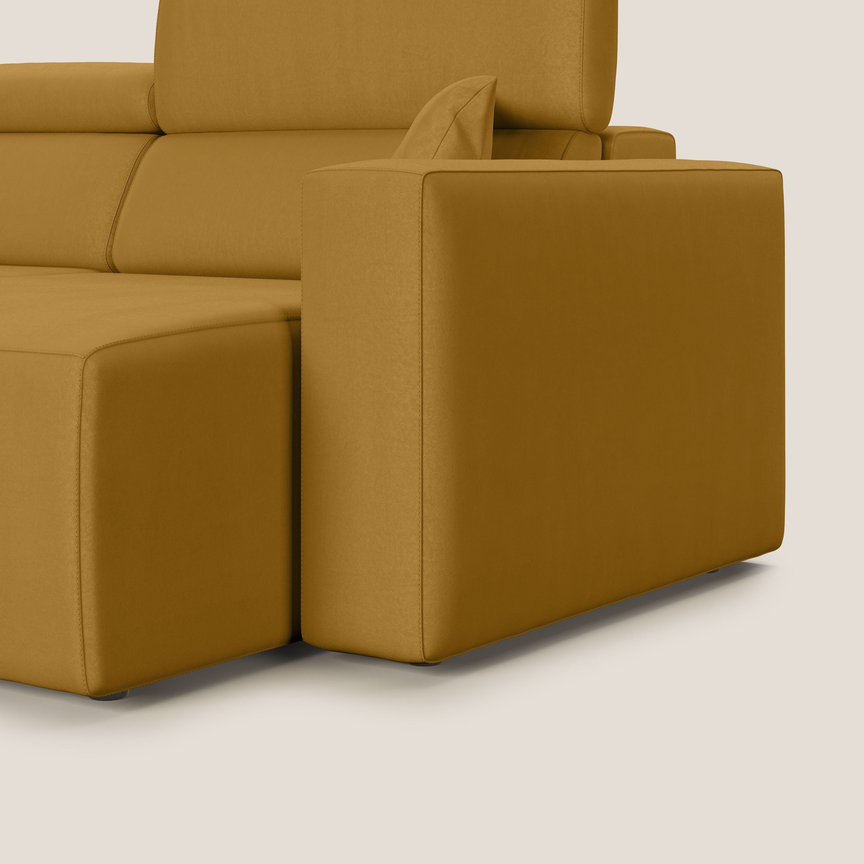 Orwell divano con seduta estraibile in microfibra smacchiabile T11 giallo - divani.store