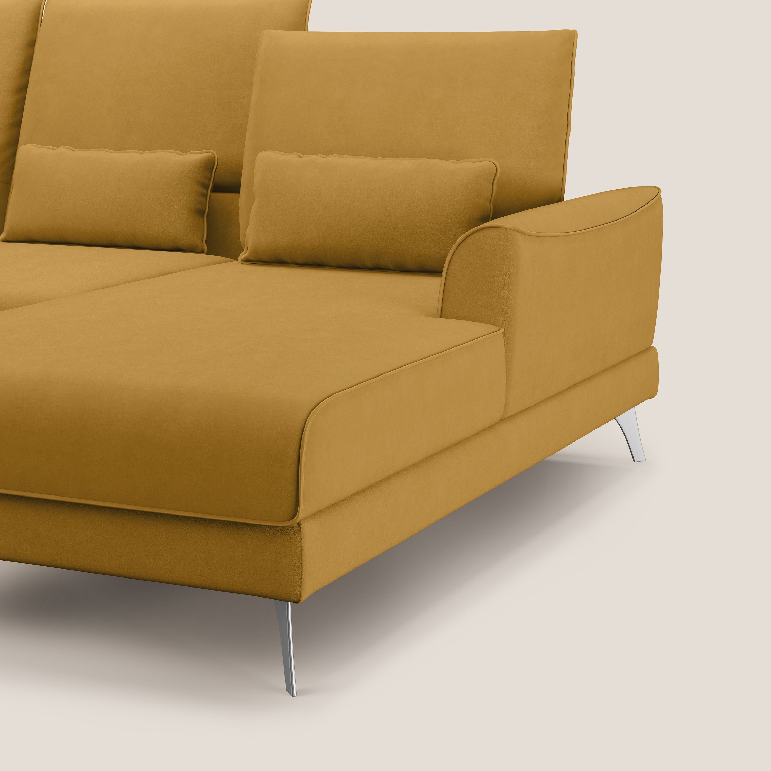 Tommy Divano angolare con relax e schienali traslanti in microfibra smacchiabile T11 giallo - divani.store