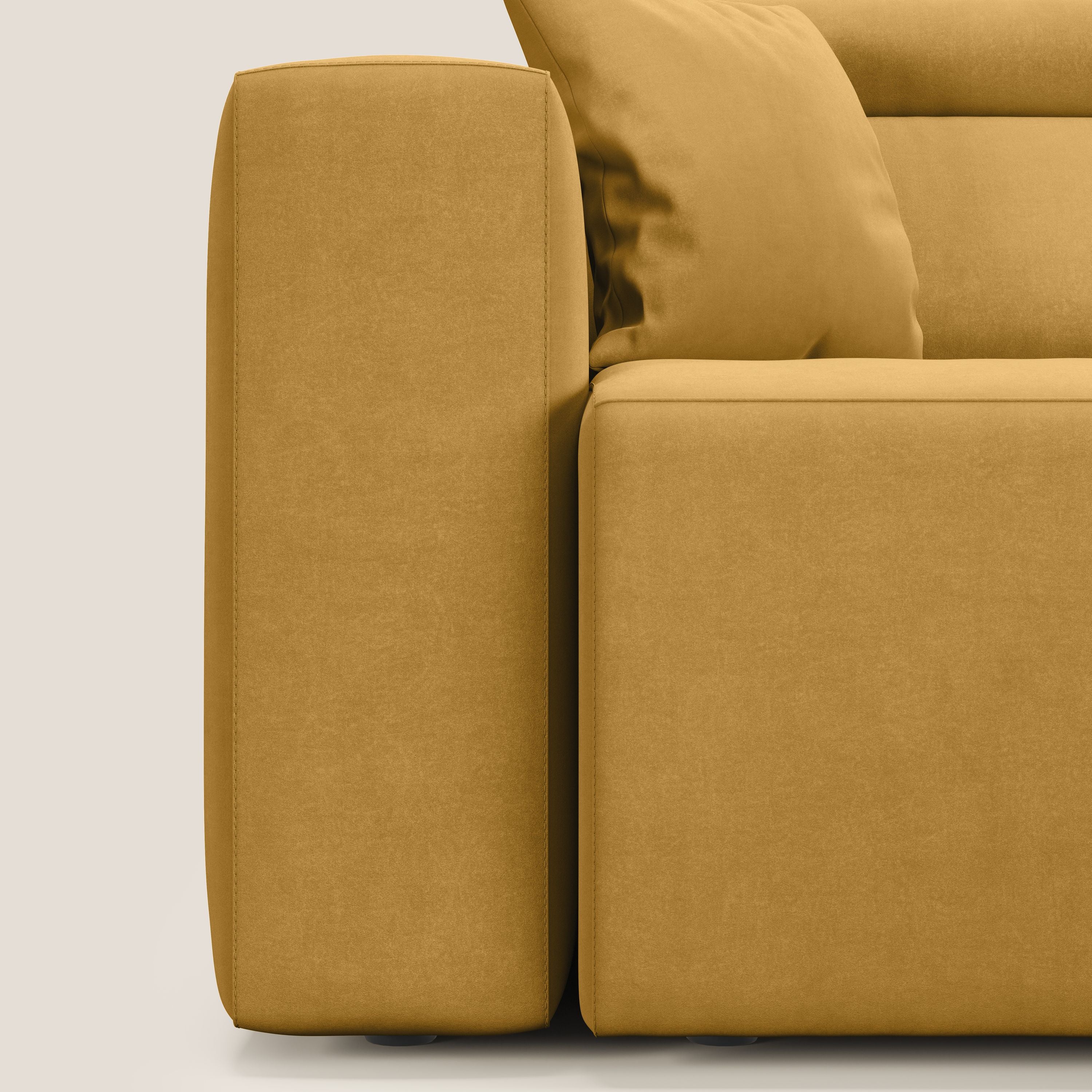 Orwell divano con 3 sedute estraibili in microfibra smacchiabile T11 giallo - divani.store