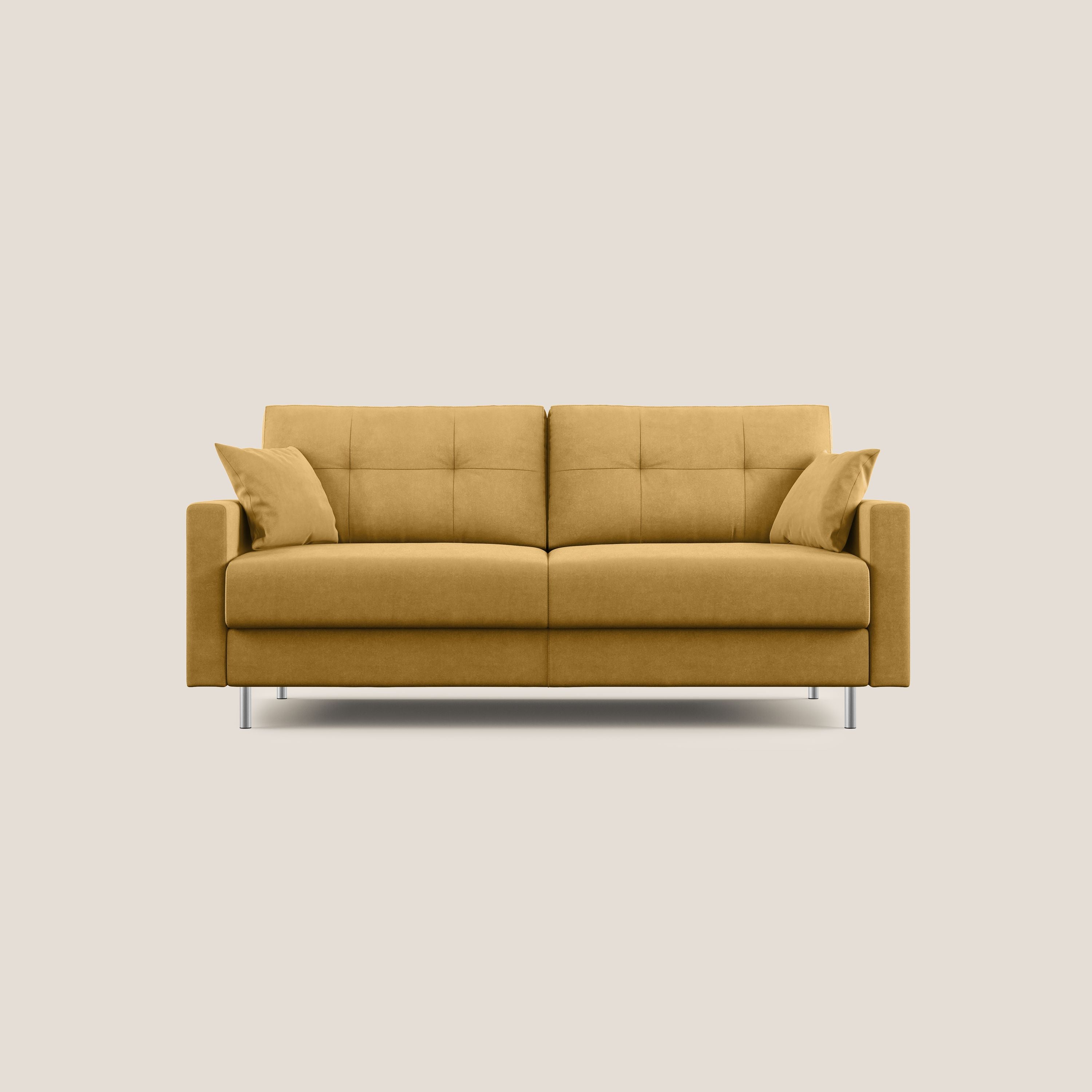 Megan divano letto matrimoniale in microfibra smacchiabile T11 giallo - divani.store
