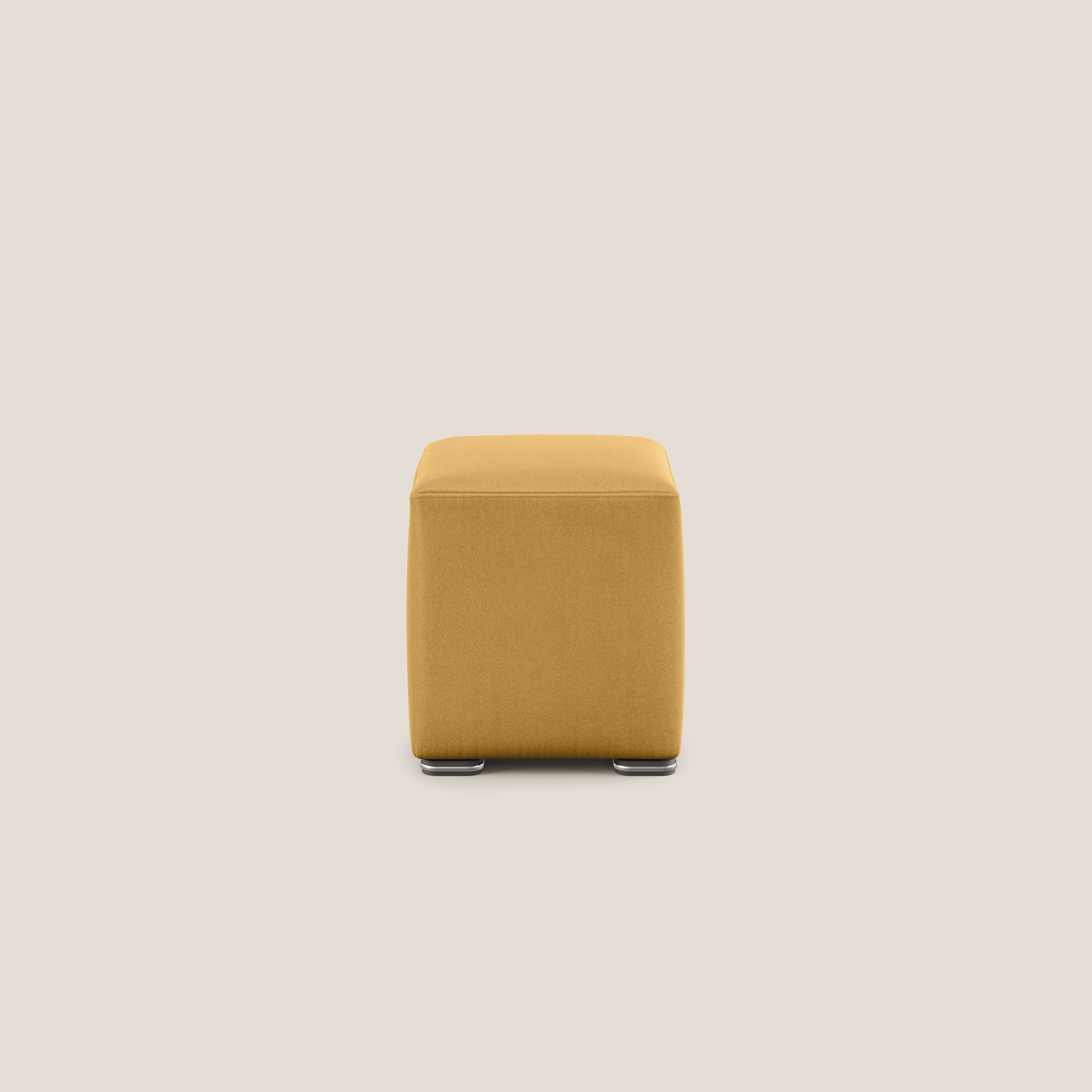 Cube pouf in microfibra smacchiabile T11 giallo - divani.store