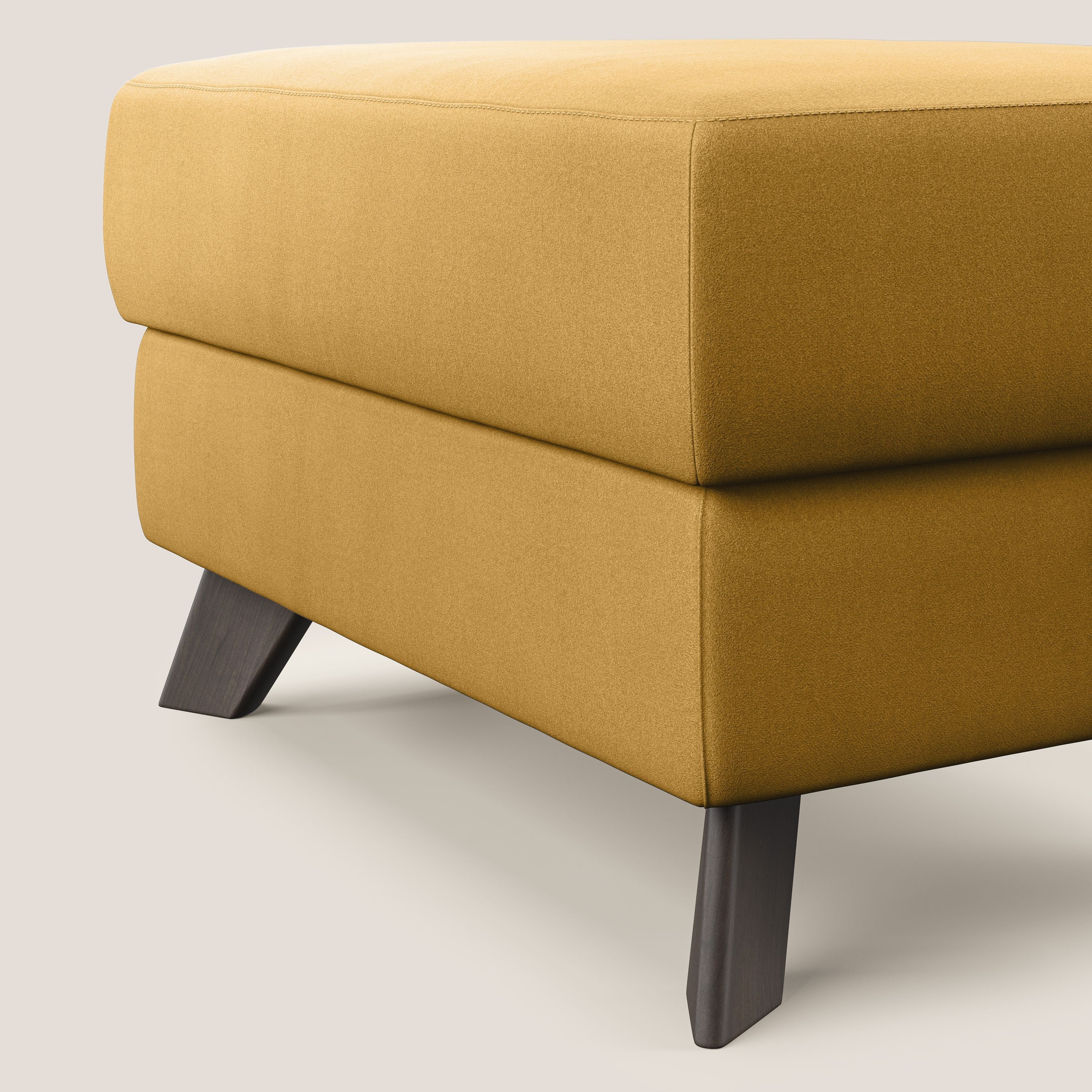 Moon Pouf contenitore e piedini alti in microfibra impermeabile T11 giallo - divani.store