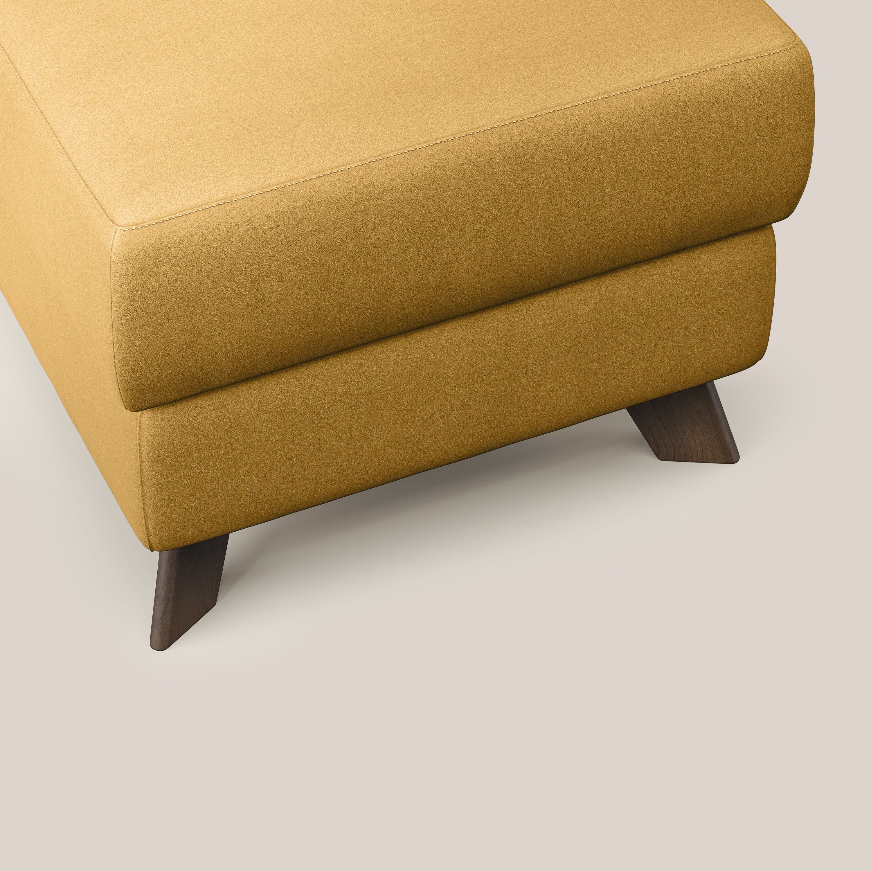 Moon Pouf contenitore e piedini alti in microfibra impermeabile T11 giallo - divani.store