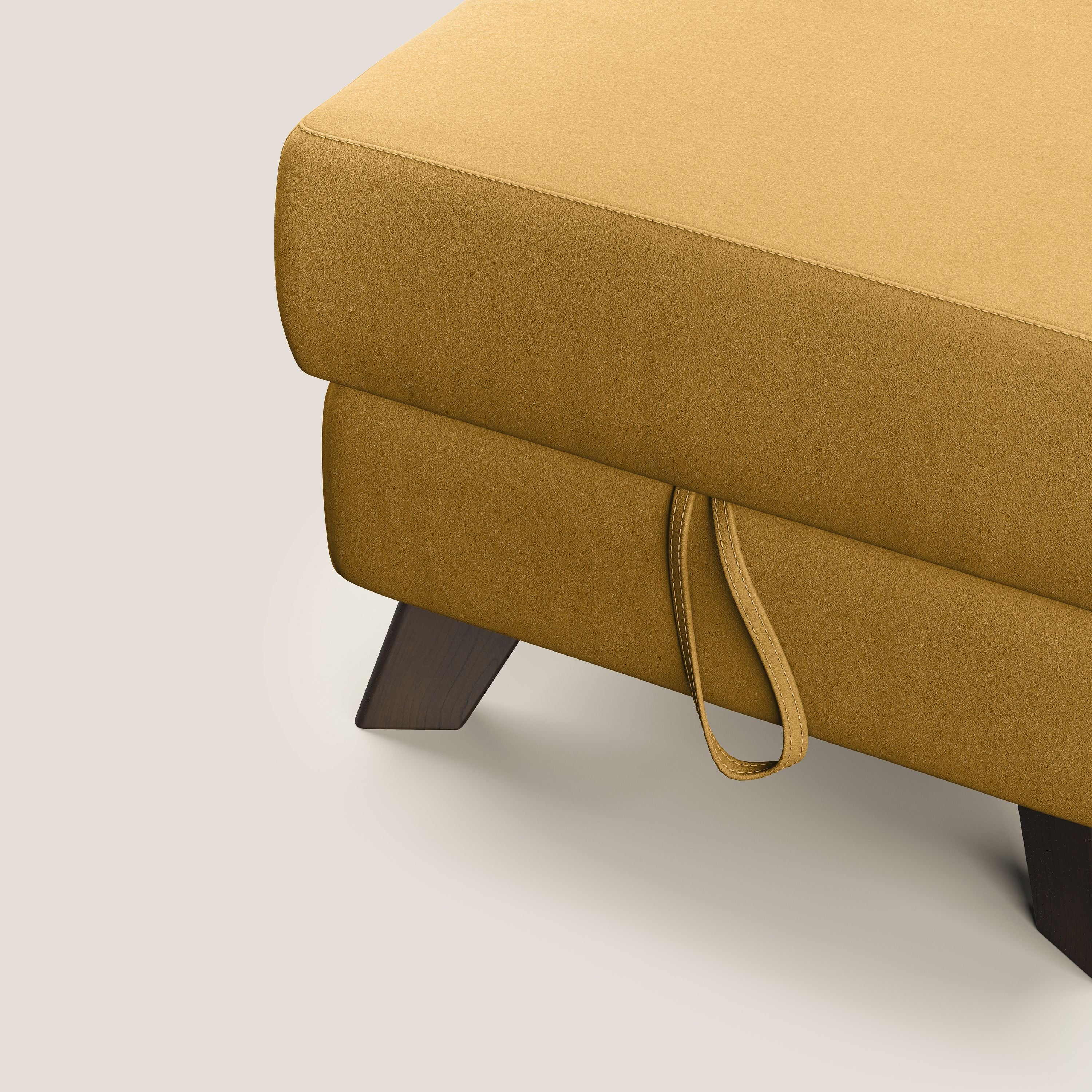 Moon Pouf contenitore e piedini alti in microfibra impermeabile T11 giallo - divani.store