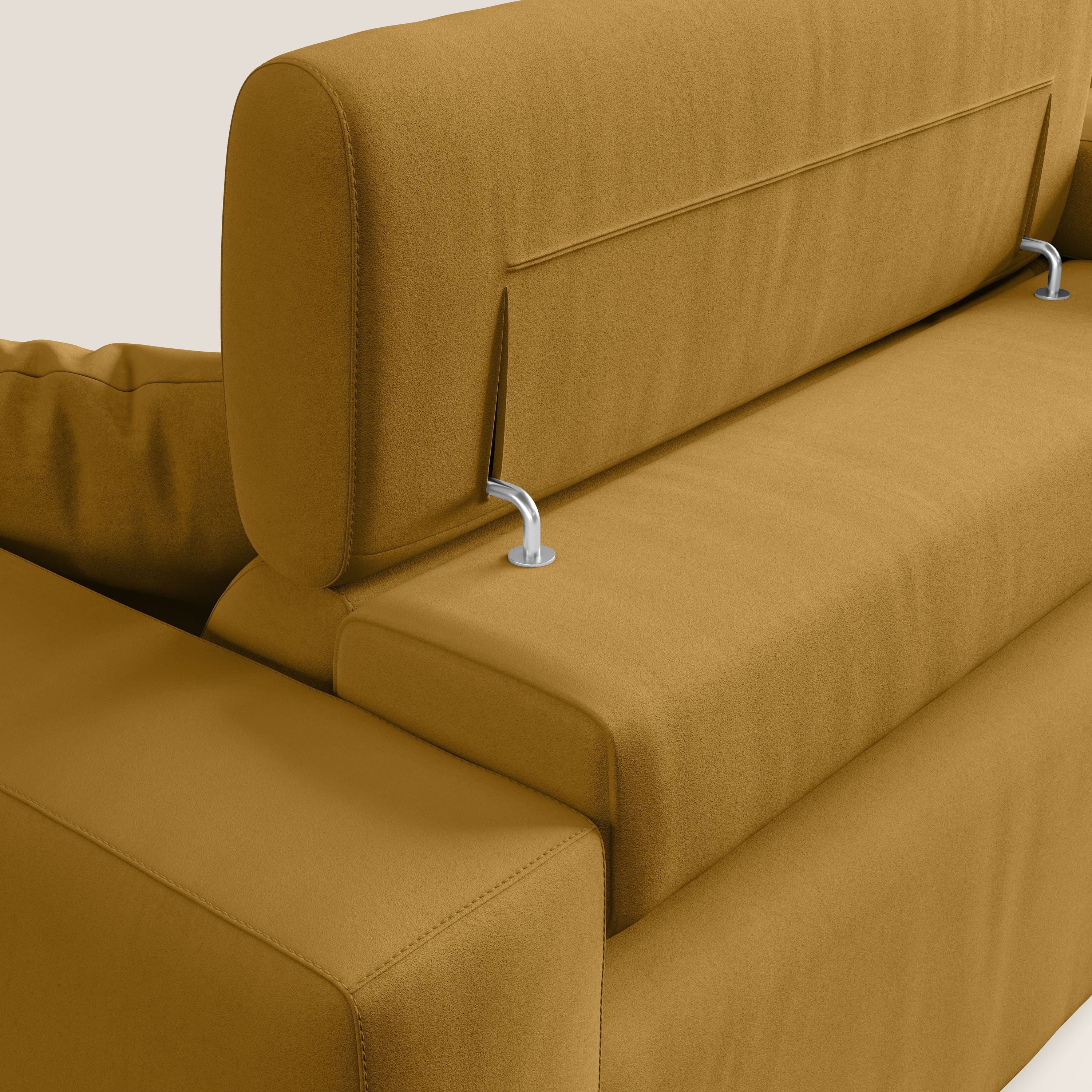 Orwell divano con seduta estraibile in microfibra smacchiabile T11 giallo - divani.store