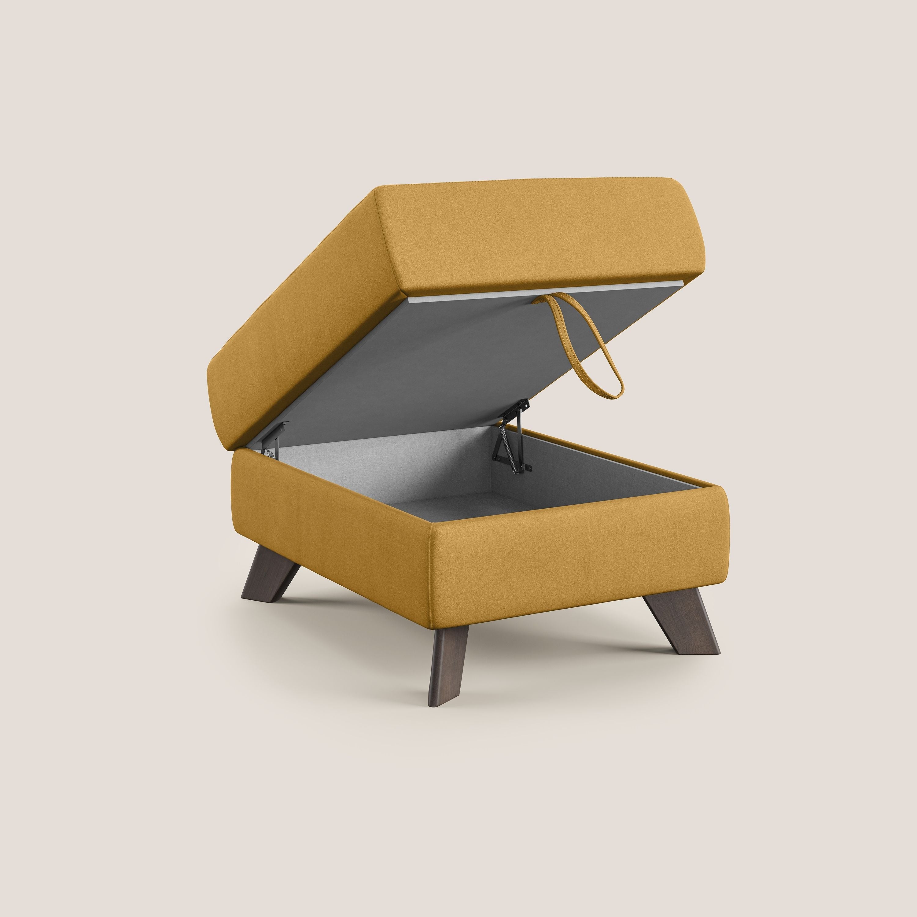 Moon Pouf contenitore e piedini alti in microfibra impermeabile T11 giallo - divani.store