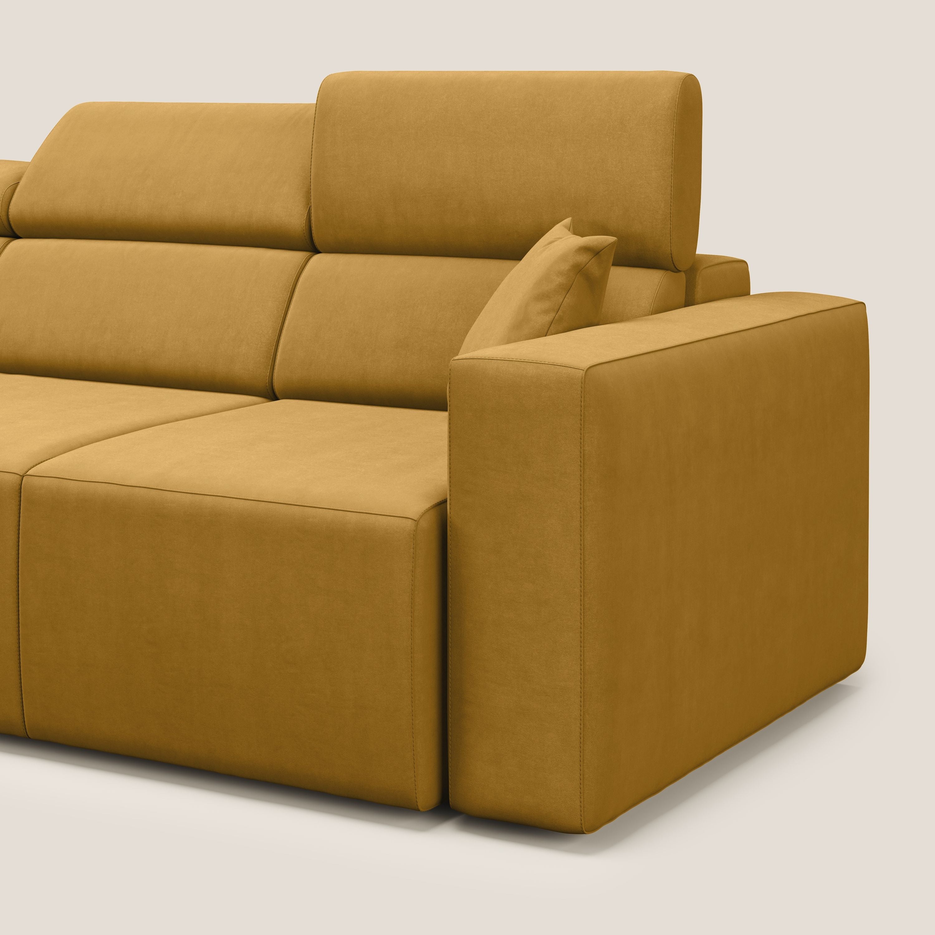 Orwell divano con 3 sedute estraibili in microfibra smacchiabile T11 giallo - divani.store