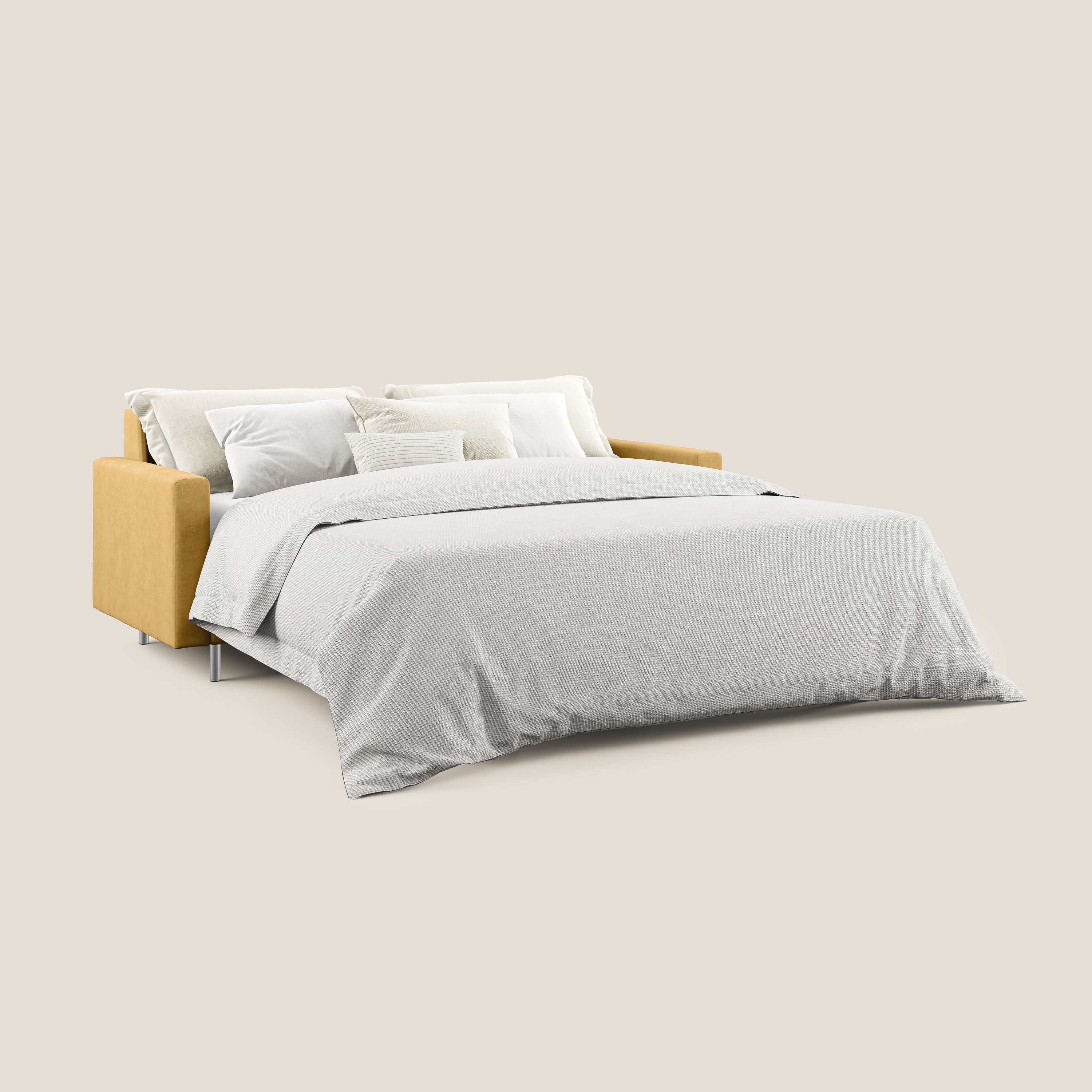 Megan divano letto matrimoniale in microfibra smacchiabile T11 giallo - divani.store