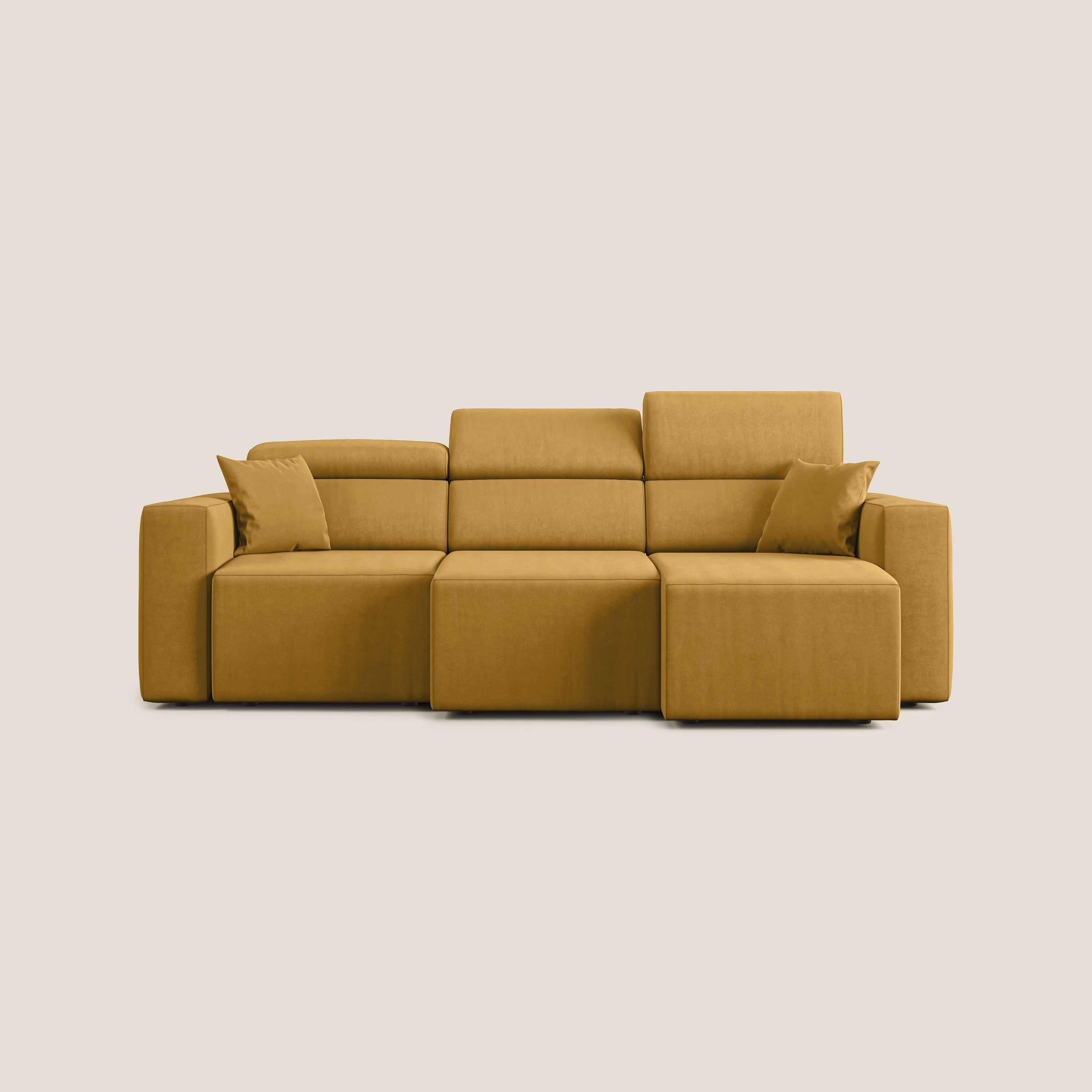 Orwell divano con 3 sedute estraibili in microfibra smacchiabile T11 giallo - divani.store