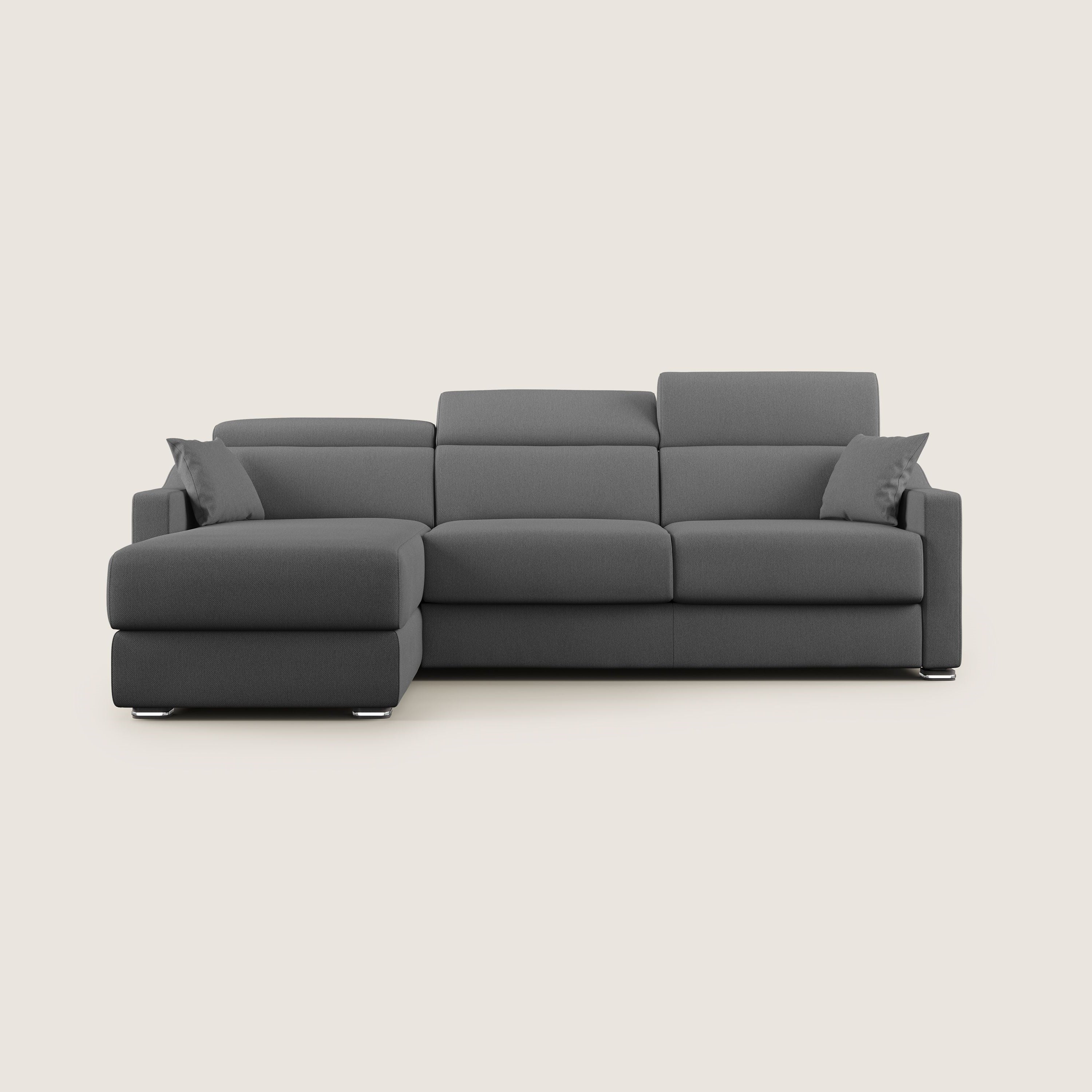 Amber divano letto angolare in tessuto smacchiabile T05 antracite - divani.store